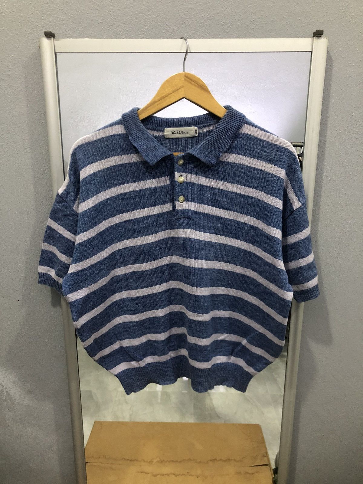 Aran Isles Knitwear × Japanese Brand Vintage Pro Varlia Striped Knit Polo Jumper Size US M / EU 48-50 / 2 - 1 Thumbnail