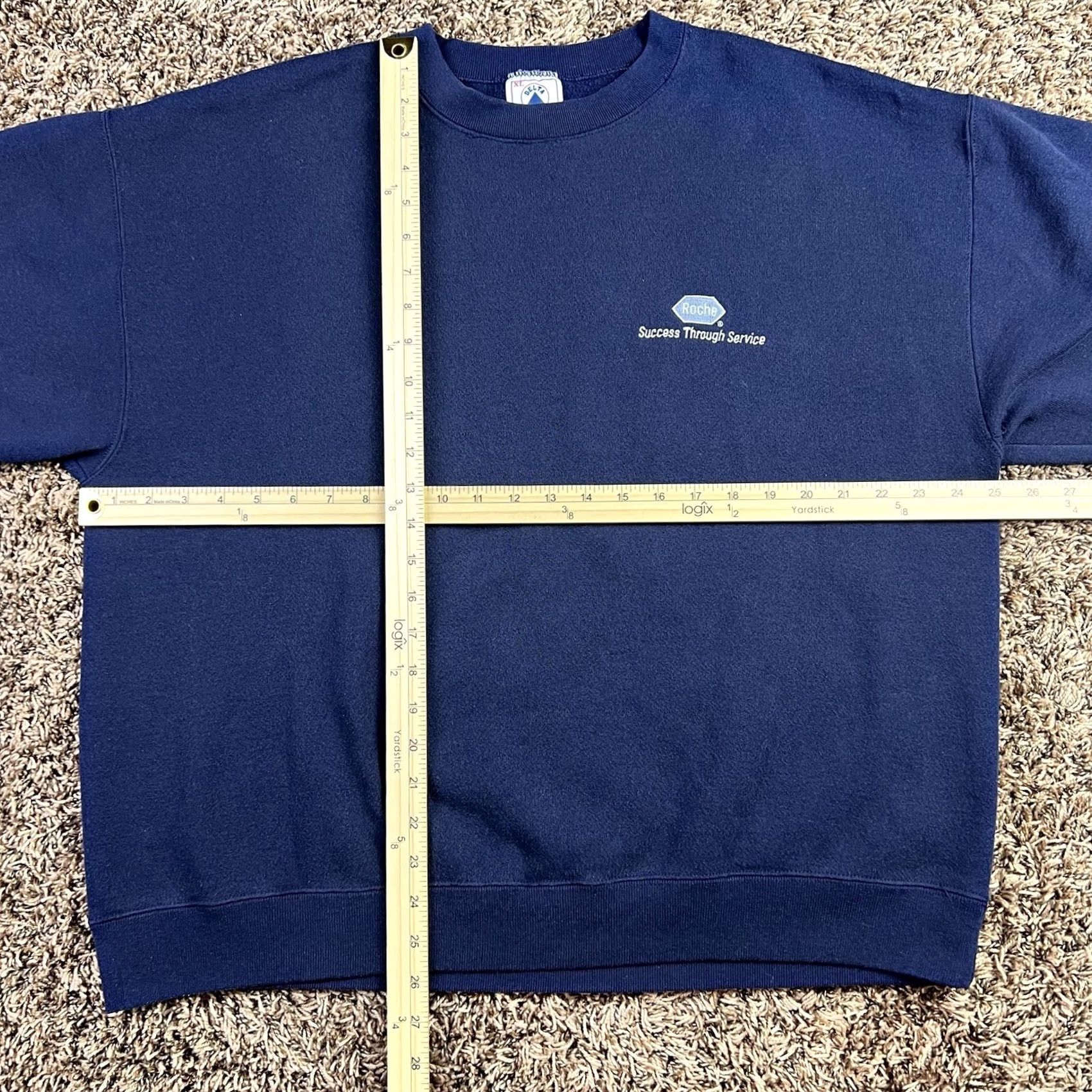 Delta VINTAGE Delta Sweatshirt Shirt Mens 90s Navy Blue Crewneck Embroidered XL 50/50 Elevated 90s Vintage Decade Theme Hemmed Continuous Size US XL / EU 56 / 4 - 5 Thumbnail