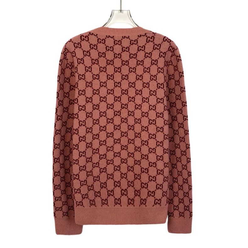 Gucci Gucci Pink logo jacquard full-print V-neck wool long-sleeve Size US S / EU 44-46 / 1 - 2 Thumbnail