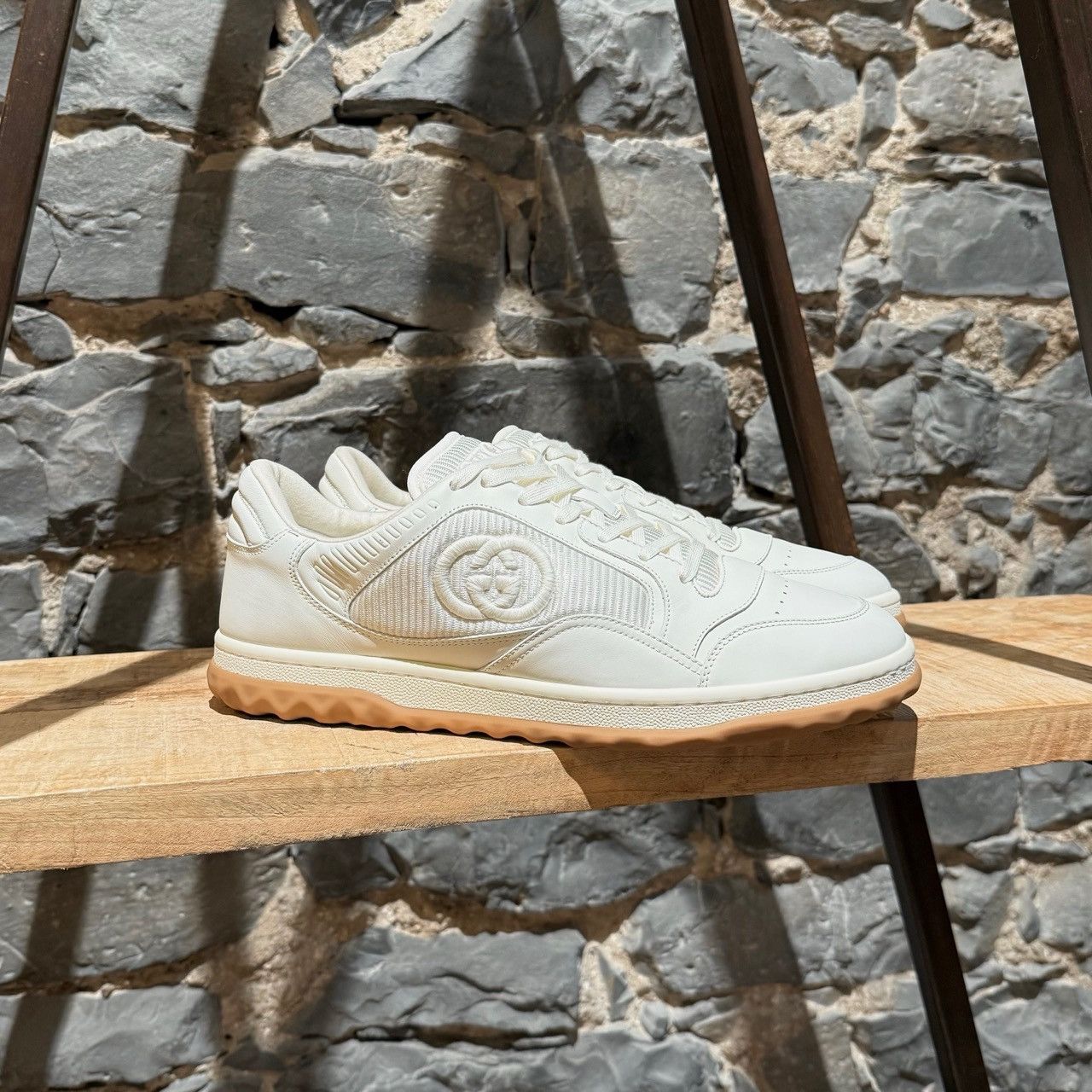 Gucci Gucci Ivory Leather MAC80 GG Embroidered Sneakers Size US 10.5 / EU 43-44 - 1 Thumbnail