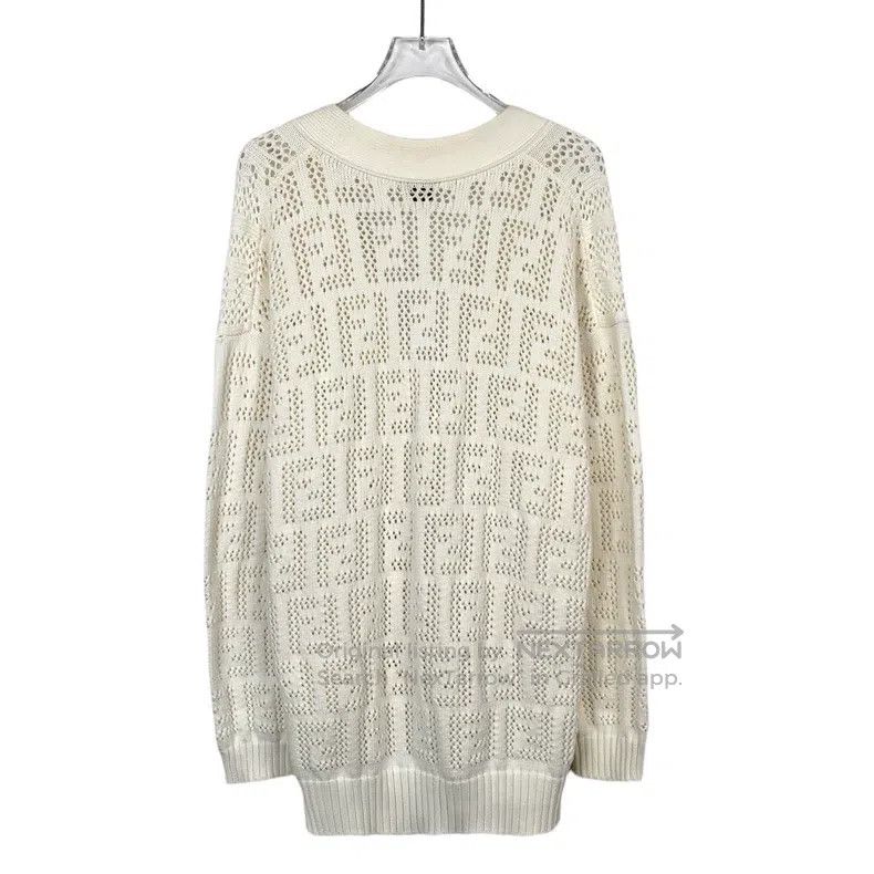 Fendi Fendi White logo hollow-out cotton knitted cardigan coat Size XS / US 0-2 / IT 36-38 - 2 Thumbnail