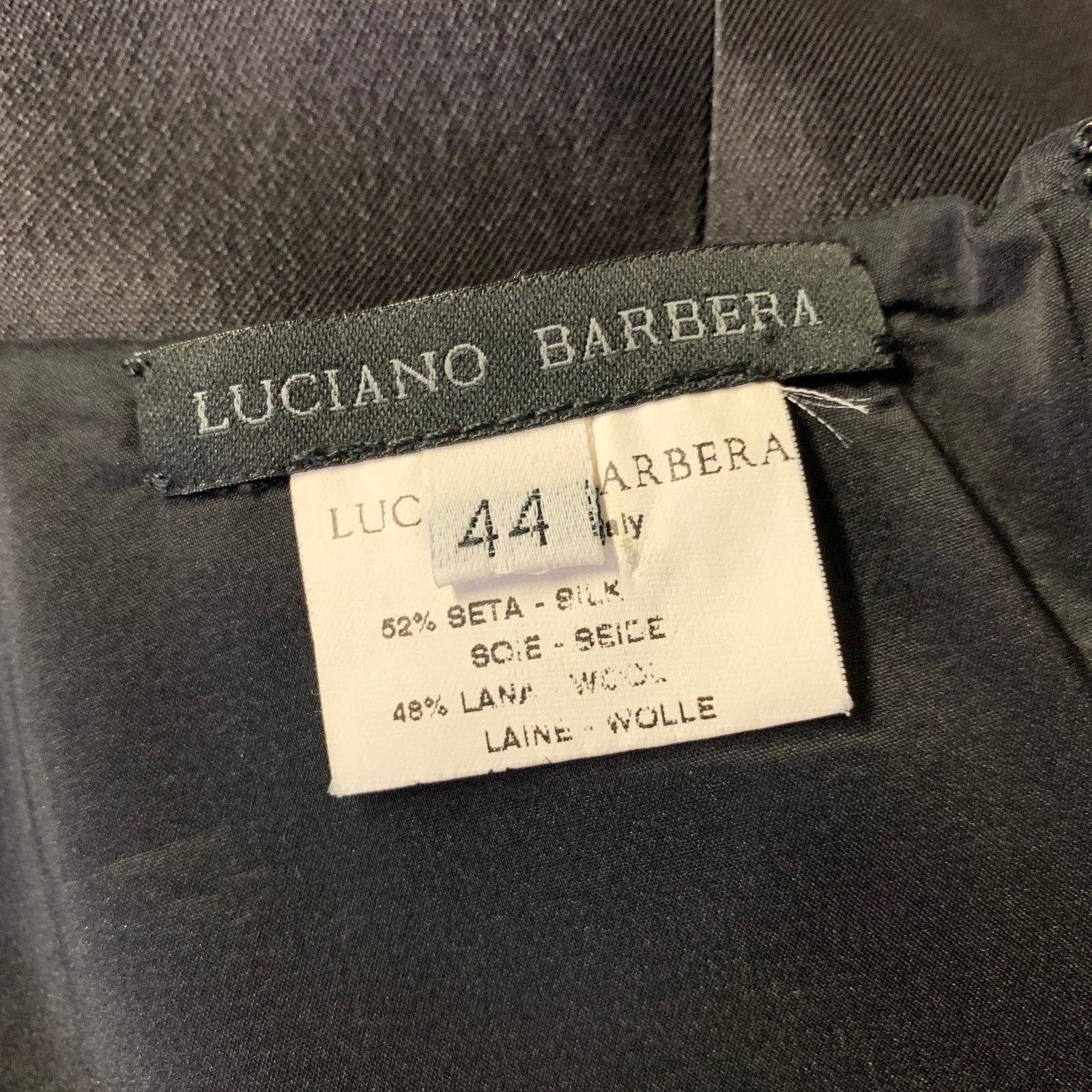 Luciano Barbera LUCIANO BARBERA Size 8 Black Silk Wool Scoop Neck Dress Size M / US 6-8 / IT 42-44 - 4 Thumbnail