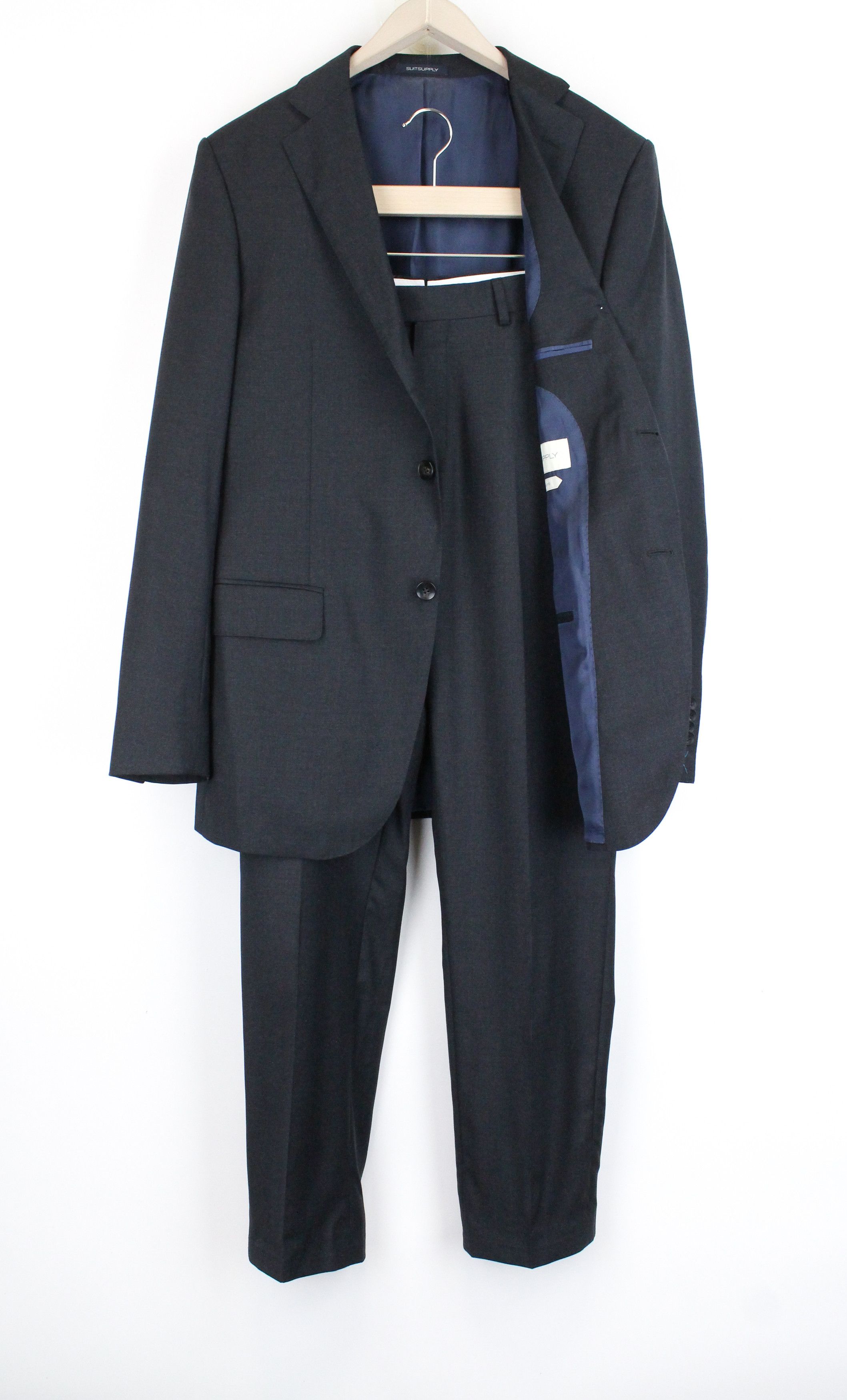 image of Suitsupply Napoli Uk40L Blue Melange Wool S110S Suit 67518, Men's