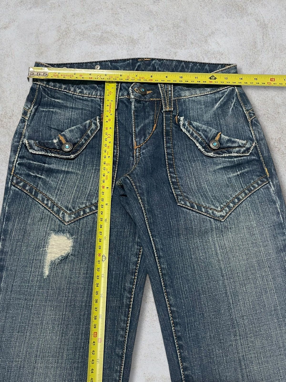 KMRii Vintage Bonaventure Diamond Button Metal Tag Bootcut Jeans Size 28" / US 6 / IT 42 - 15 Thumbnail