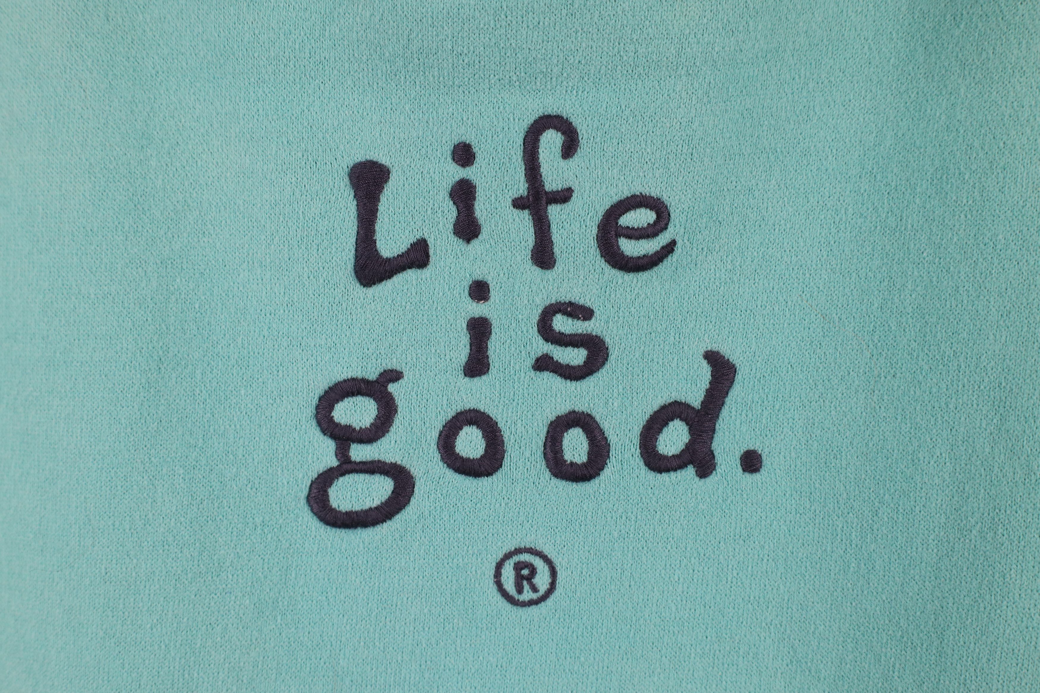 Life is Good × Vintage Life Is Good Distressed Spell Out Hoodie Sweatshirt Blue Size XL / US 12-14 / IT 48-50 - 4 Thumbnail