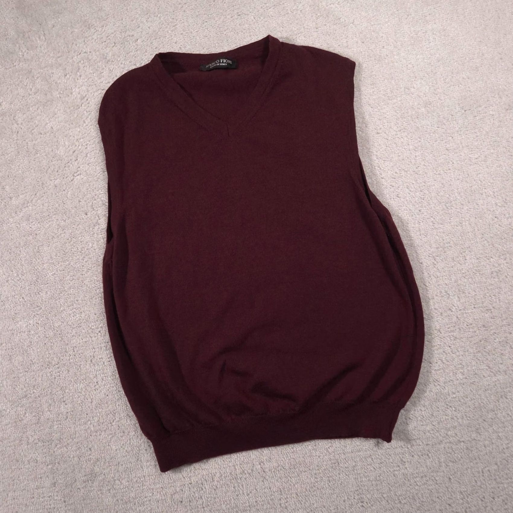 Vintage Marco Fiori Sweater Vest Mens Large Red V Neck Knit Pullover Made In Italy Size US L / EU 52-54 / 3 - 3 Thumbnail