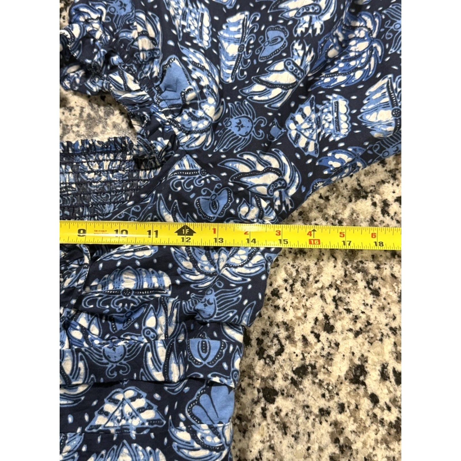 Vintage Love the Label Anthropologie Puff Sleeve Cassie Mini Dress Blue S Ladies, Floral, Cotton, Short, Square Neck, Smocked, Spring Summer, Womens Size S / US 4 / IT 40 - 7 Thumbnail