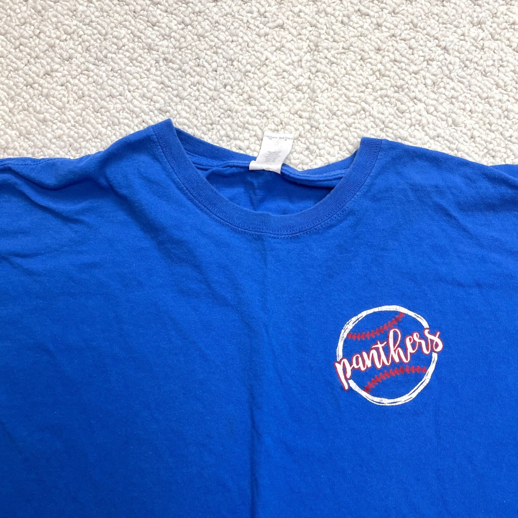 Gildan Gildan Heavy Cotton Shirt Mens XL Blue Panthers Logo Short Sleeve Crew T-Shirt Size US XL / EU 56 / 4 - 2 Thumbnail