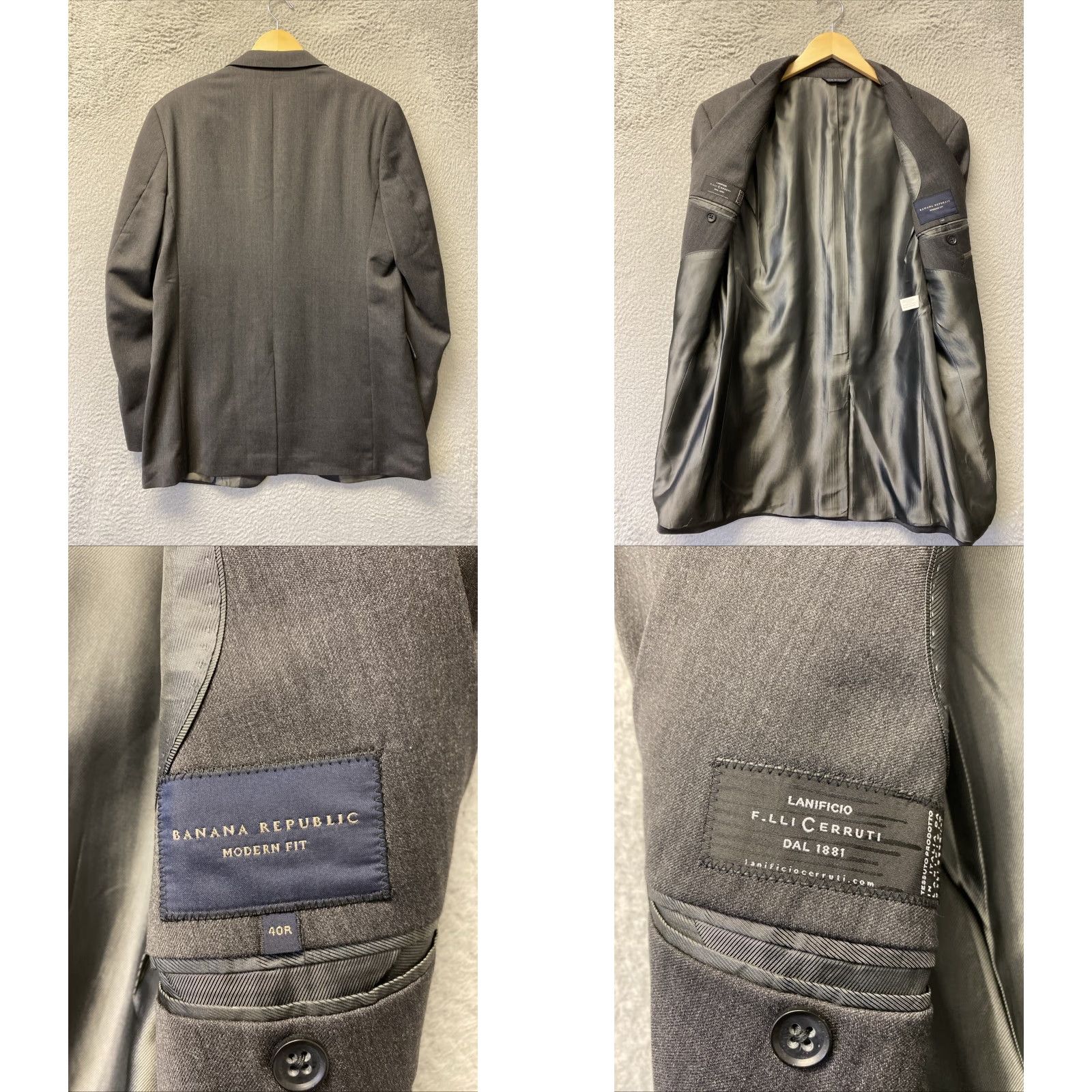 Banana Republic Banana Republic Men's Blazer 40R Wool Gray Single-Breasted Regular Fit Elegant Tailored Size 40R - 8 Thumbnail