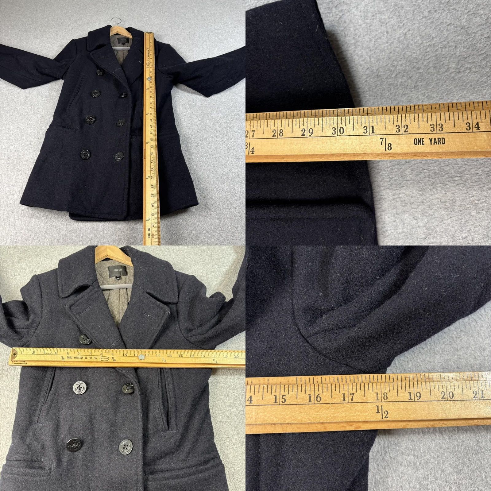 J.Crew J Crew Wool Pea Coat Women XS Blue Button Nautical Classic Academia READ Size XS / US 0-2 / IT 36-38 - 8 Thumbnail