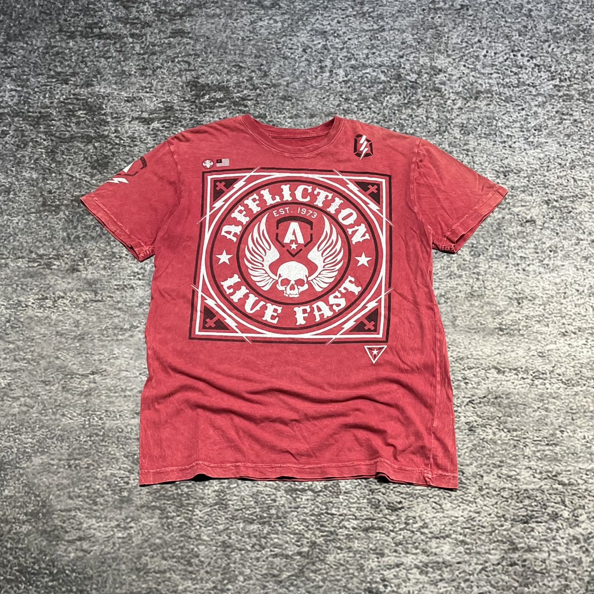 Affliction Affliction Live Fast Red Skull Wings Grunge T Shirt Large Size US L / EU 52-54 / 3 - 1 Thumbnail