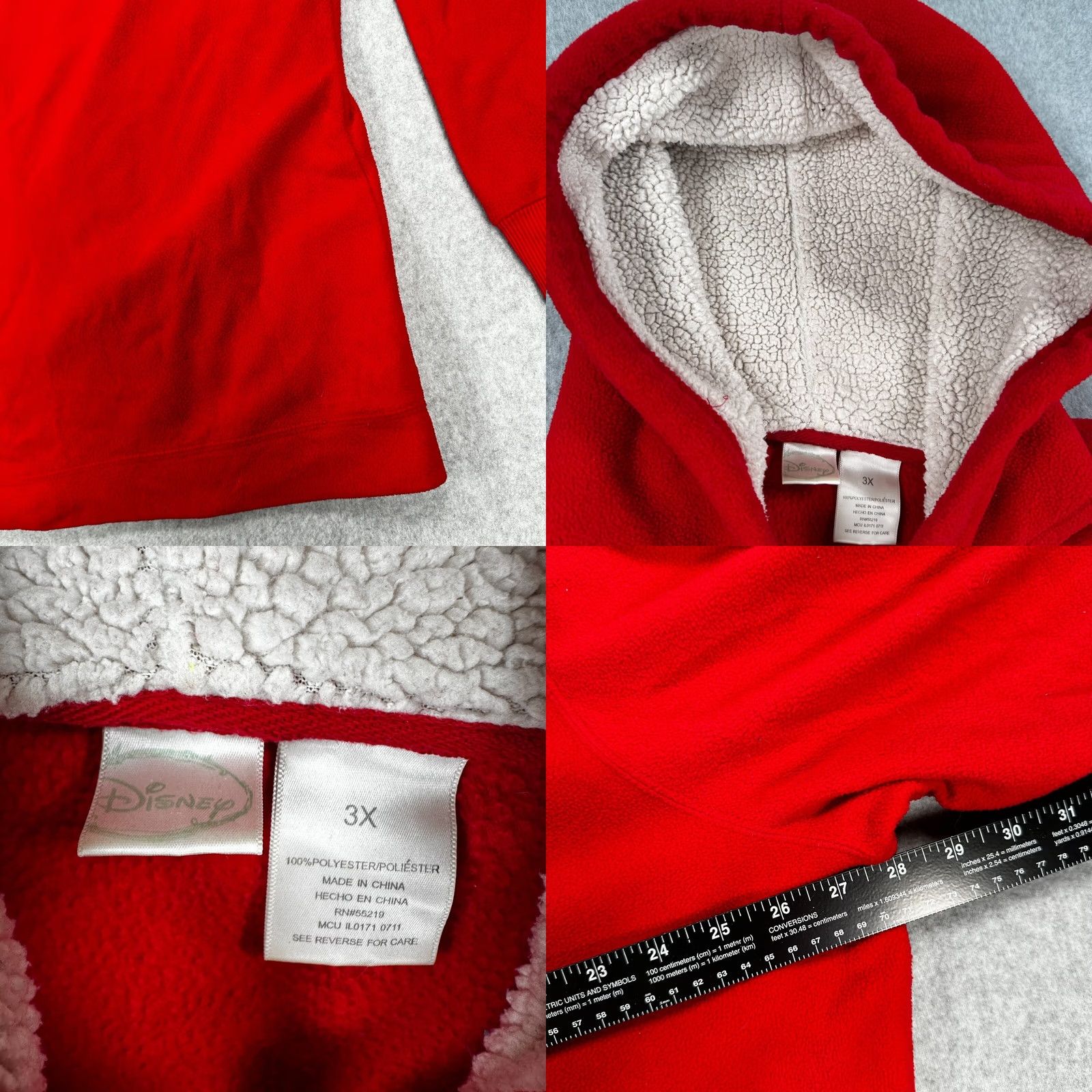 Disney Disney Full Zip Hoodie Red Women's 3X Mickey Mouse Fleece Long Sleeve Pockets Size XXL / US 16-18 / IT 52-54 - 10 Thumbnail