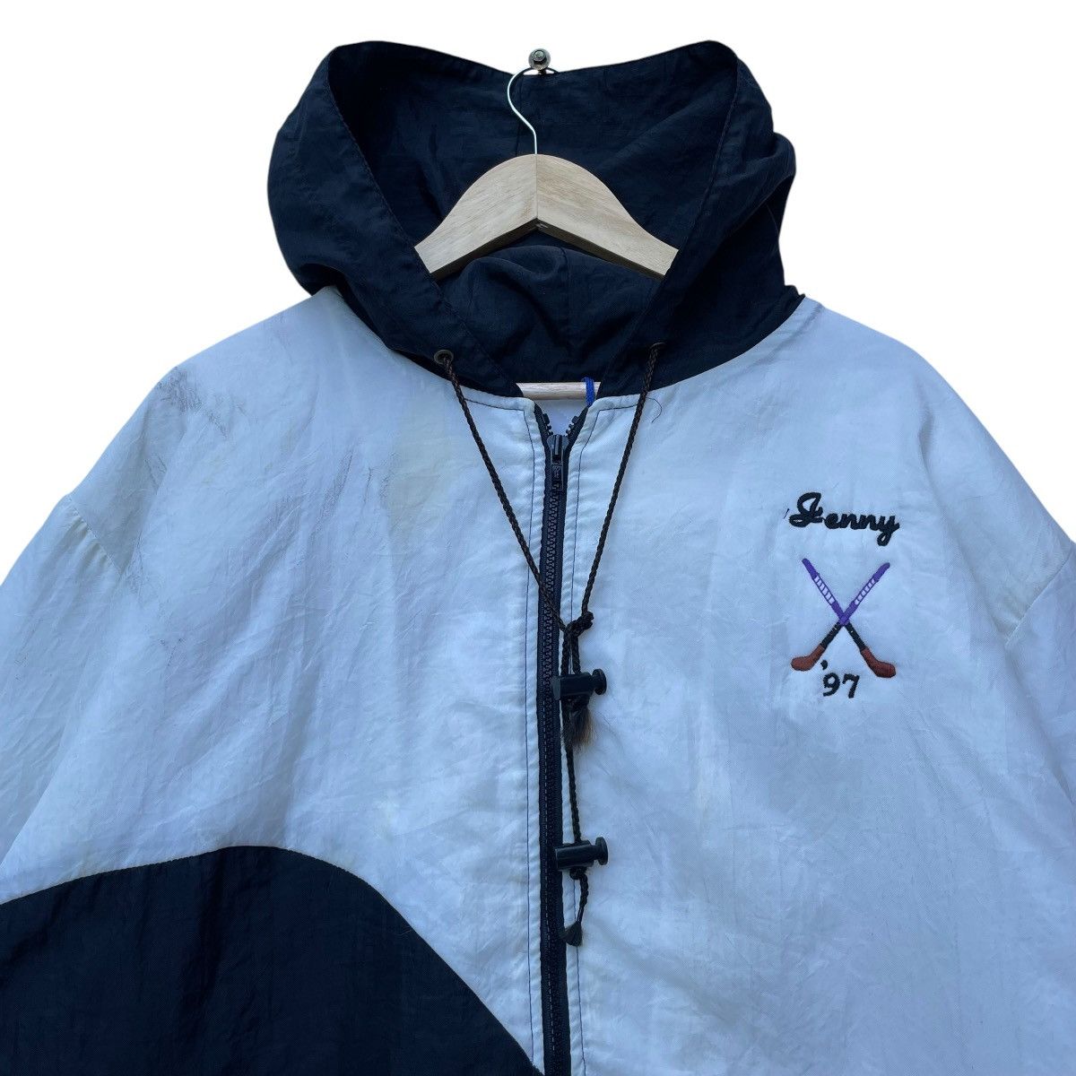NHL × Rennoc 💥Vintage Renoc Bomber Asymmetrical Hooded Hockey Jacket Size US XL / EU 56 / 4 - 4 Thumbnail