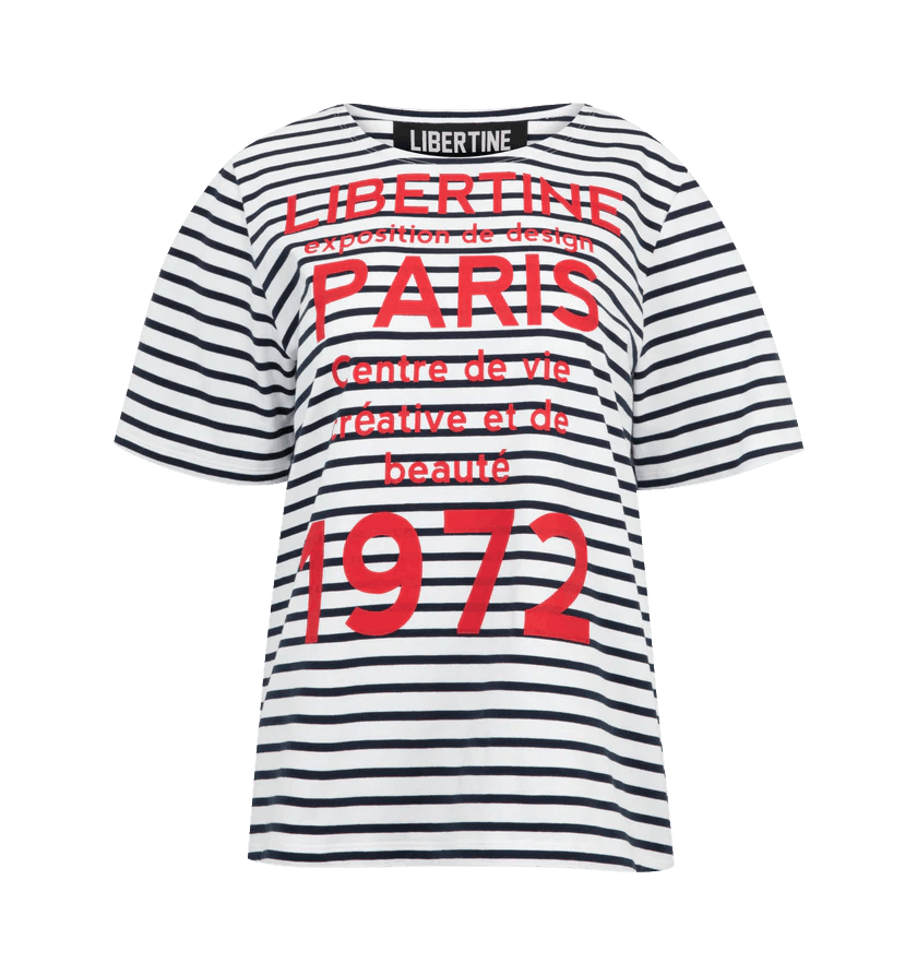 Libertine o1h1sh11225 1972 Paris Short Sleeve T Shirt in White/Black Size L / US 10 / IT 46 - 1 Thumbnail