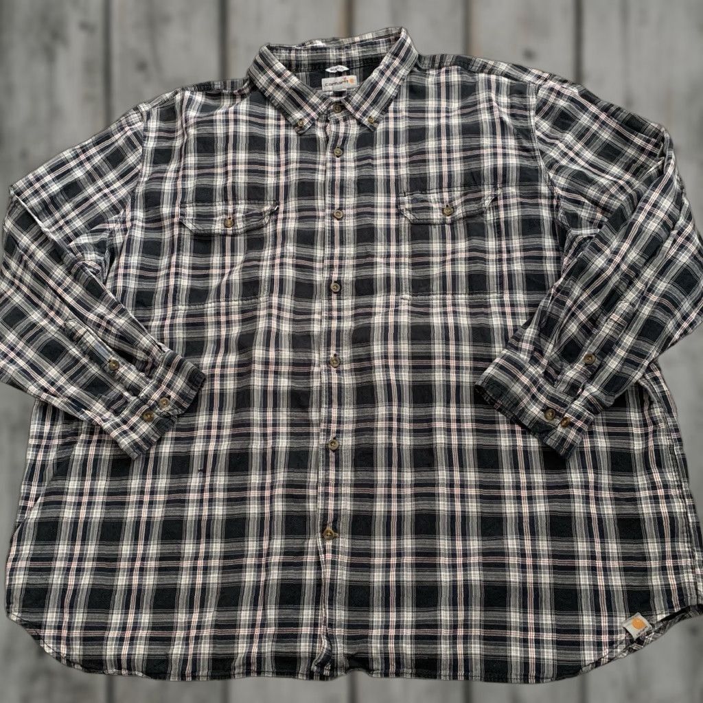 Carhartt VINTAGE Carhartt Plaid Shirt Mens 4XL Long Sleeve Work Utility Pockets Woven Size US XXL / EU 58 / 5 - 1 Thumbnail