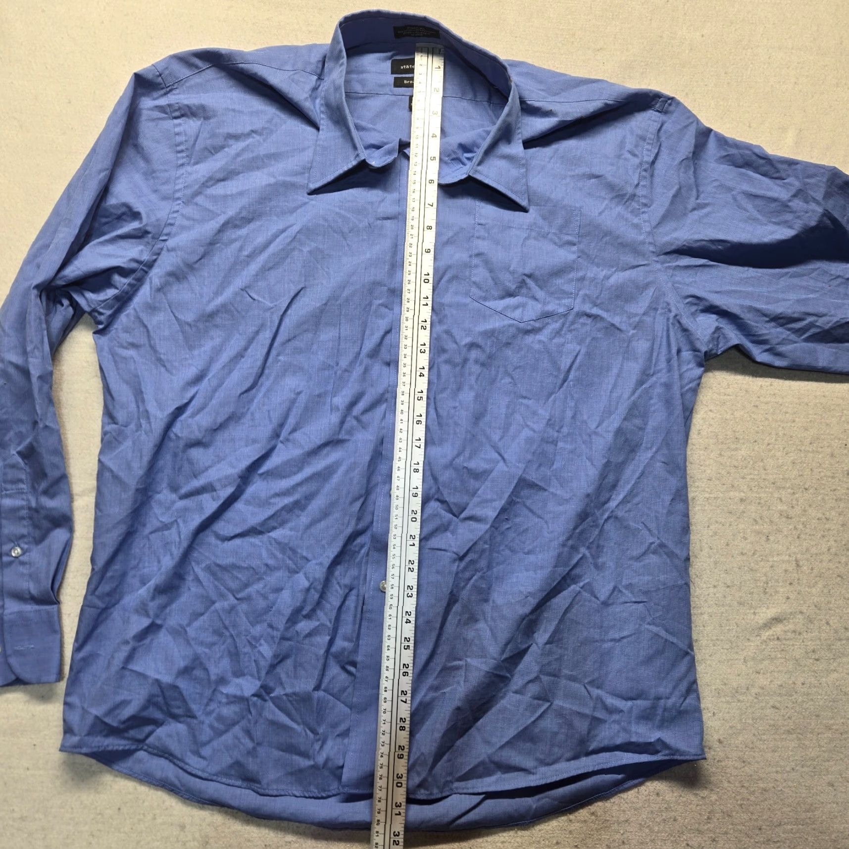 Vintage Statements Shirt Men 2XL Solid Blue Long Sleeve Button-Down Collar 18.5 Neck 18.5 in Big & Tall Dress Shirt Size US XXL / EU 58 / 5 - 6 Thumbnail