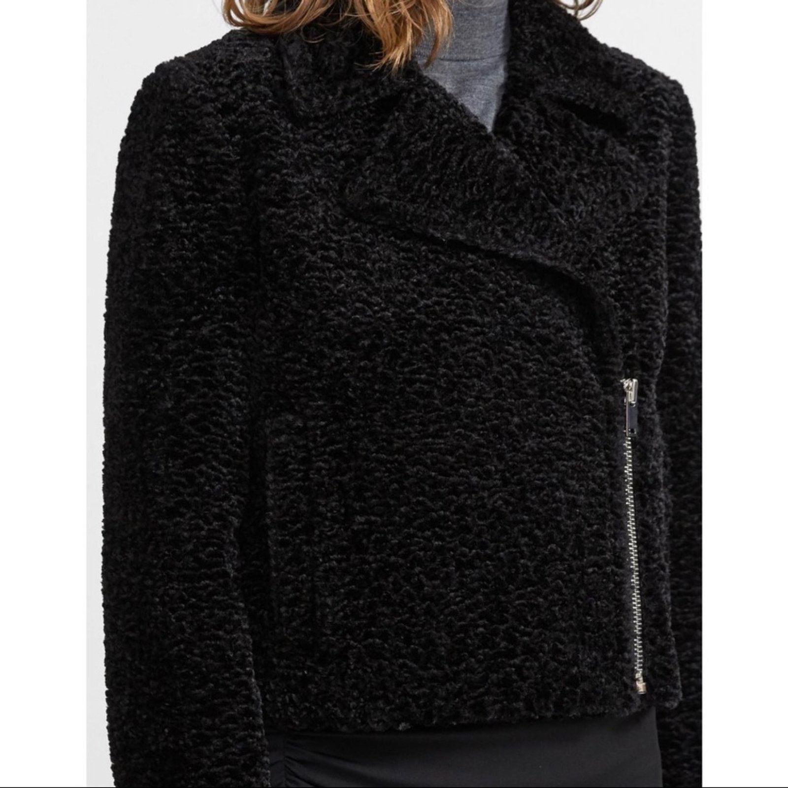 Theory New Theory Faux Fur Slim Moto Jacket Size L / US 10 / IT 46 - 6 Thumbnail