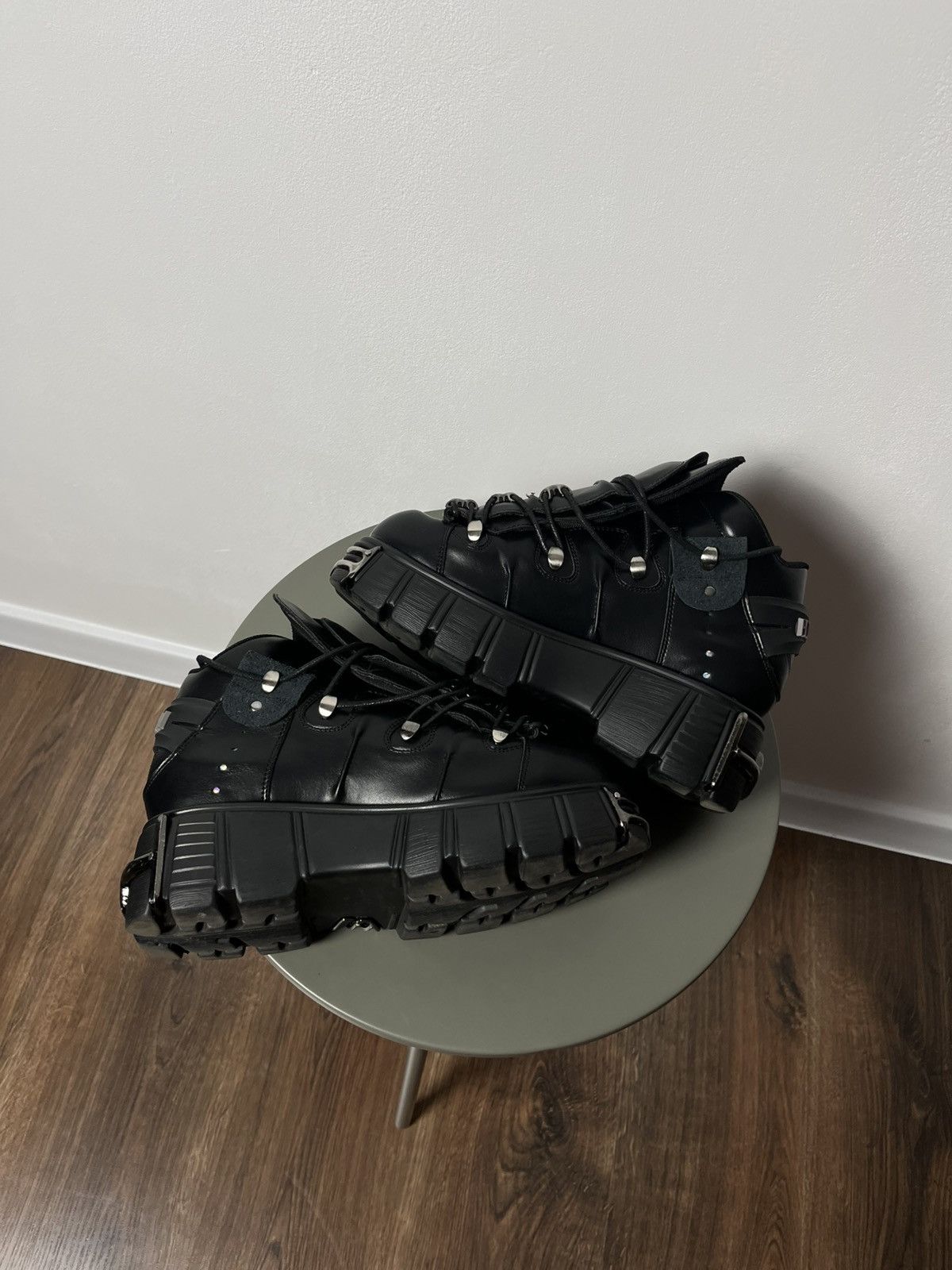 Japanese Brand Black Punk Platform Shoes Boots with Chains Buckles Y2K Vibe Size US 9 / EU 42 - 9 Thumbnail