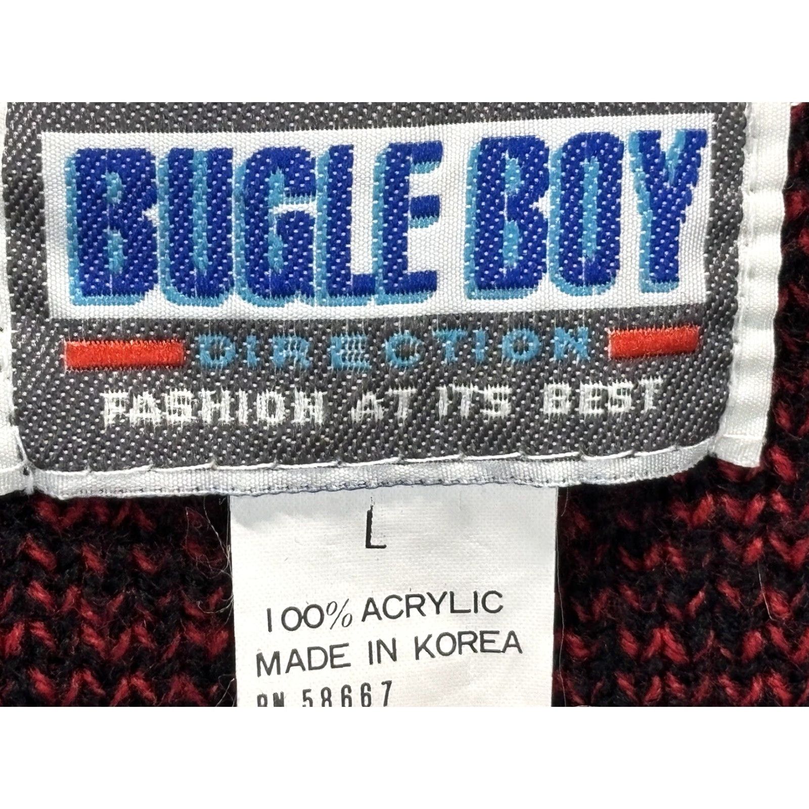 Bugle Boy VINTAGE Bugle Boy Cardigan Sweater Mens L Red Black 90s Knit V-Neck Long Sleeve Size US L / EU 52-54 / 3 - 5 Thumbnail