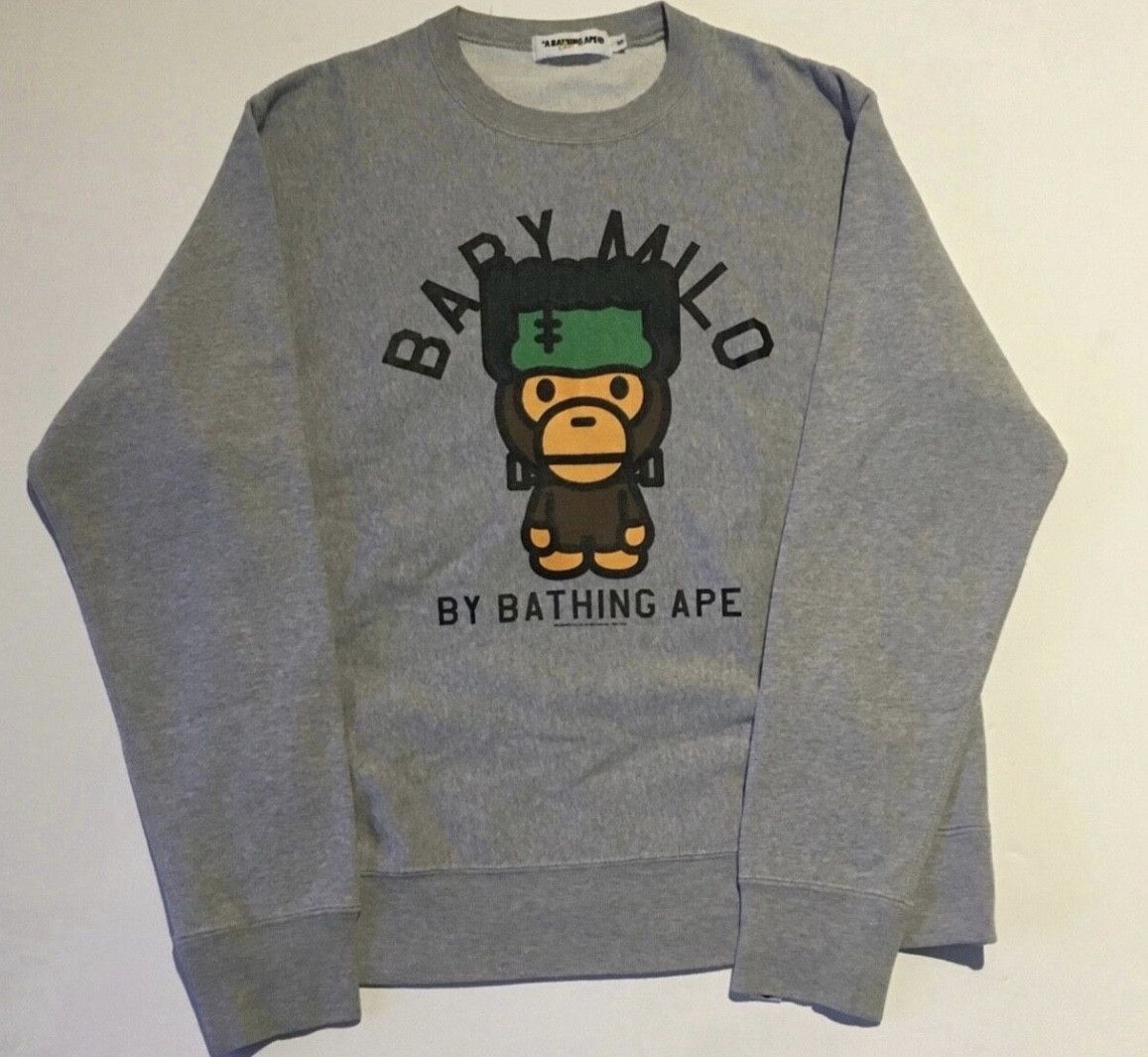 image of Bape Crew Neck Sweatshirt in Grey, Men's (Size Small)