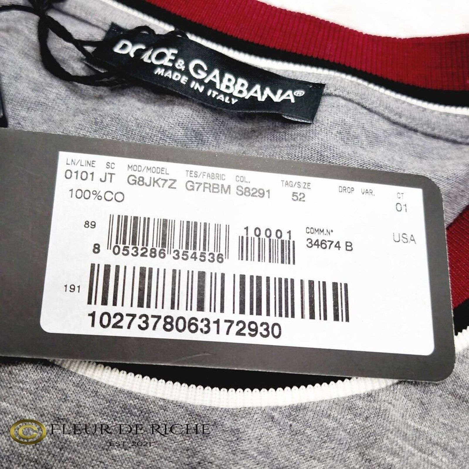 Dolce & Gabbana Dolce & Gabbana Crown Embroidered Logo T-shirt Gray sz 52 Size US L / EU 52-54 / 3 - 7 Thumbnail