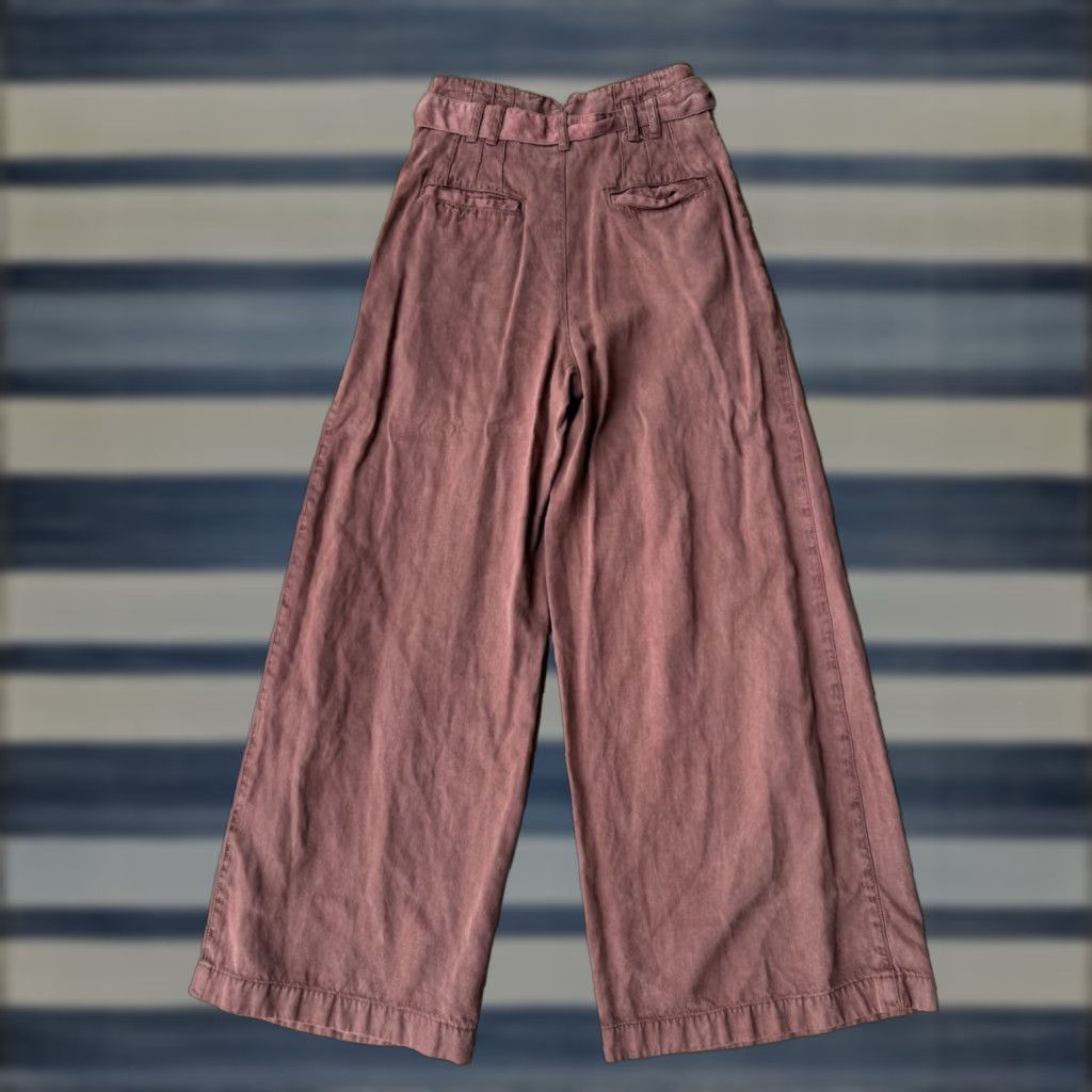 Free People Free People Dwell On Dreams High Waist Pleated Belt Tie Trouser Pants 0 Red Cotton Wide-Leg Womens pants Size 25" / US 0 / IT 36 - 1 Thumbnail