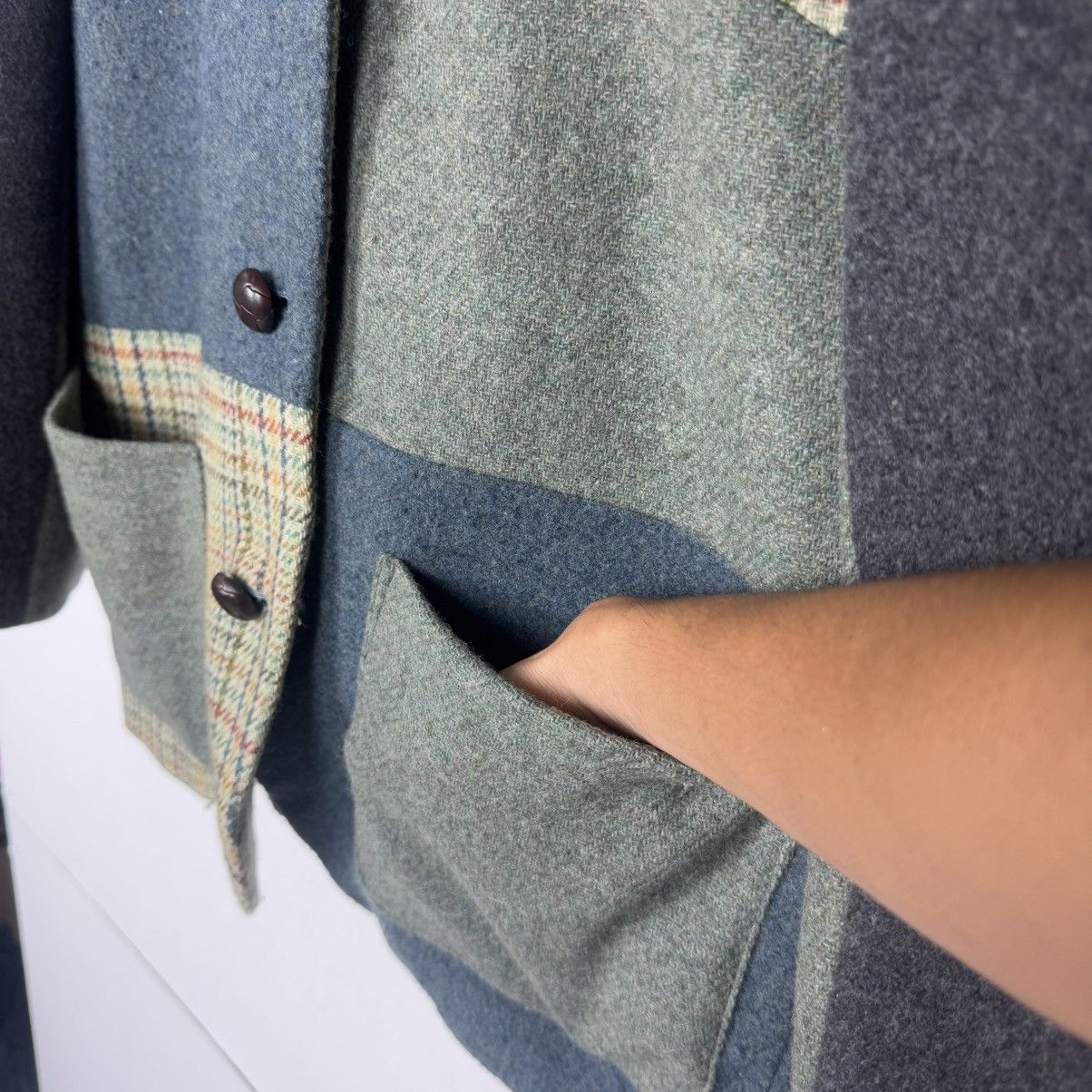 Japanese Brand Japanese Patchwork Wool Blazer Size 42R - 11 Thumbnail