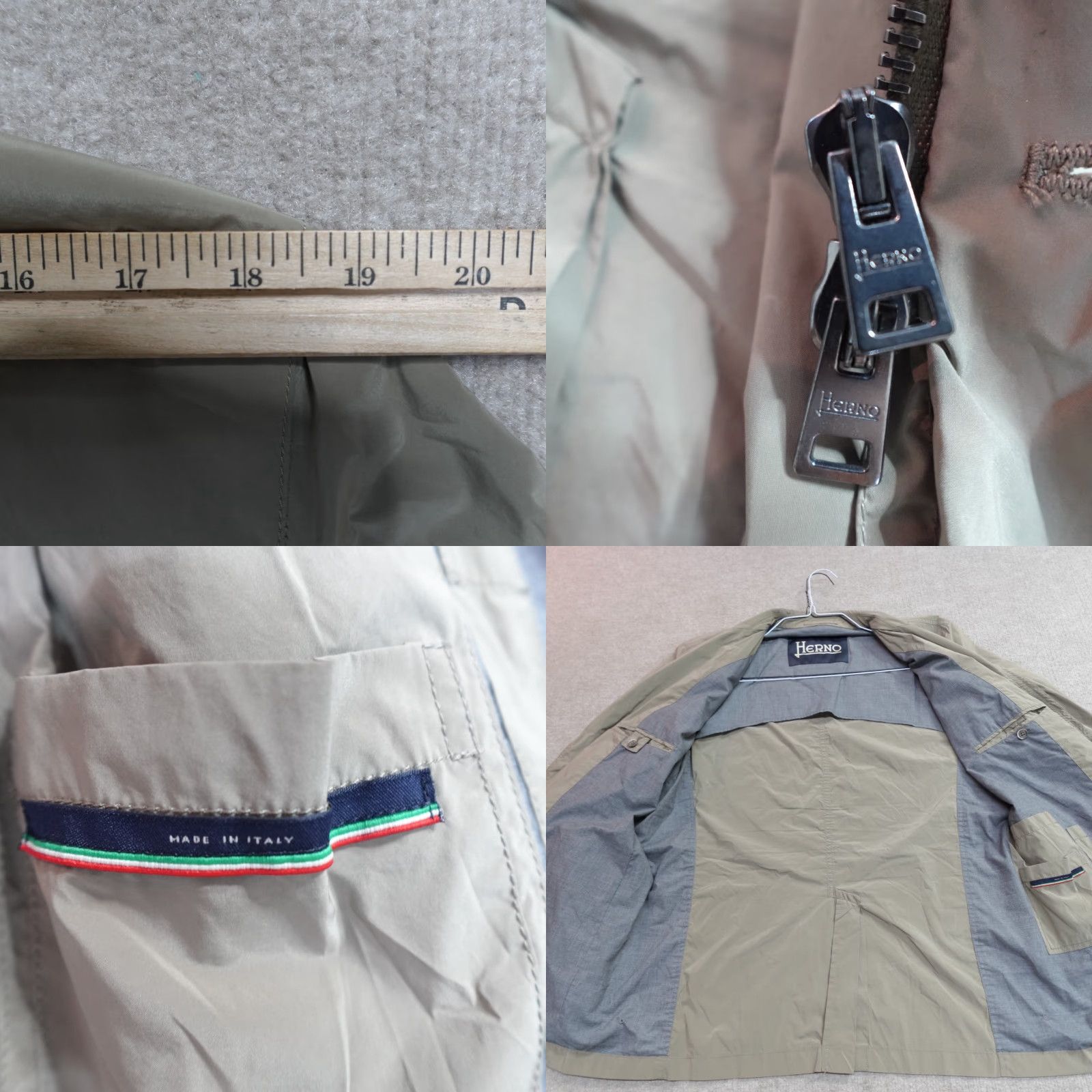 Herno Herno Blazer Jacket Men 44 Beige Solid Zipper Button 2 Button Made in Italy Tailored Windbreaker Fall Winter Spring Regular Size 44R - 8 Thumbnail