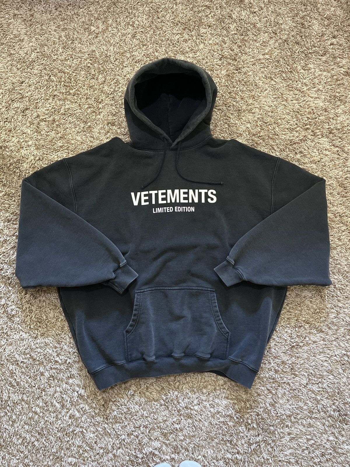 image of Vetements Limited Edition Logo Popover Hoodie in Grey, Men's (Size XS)