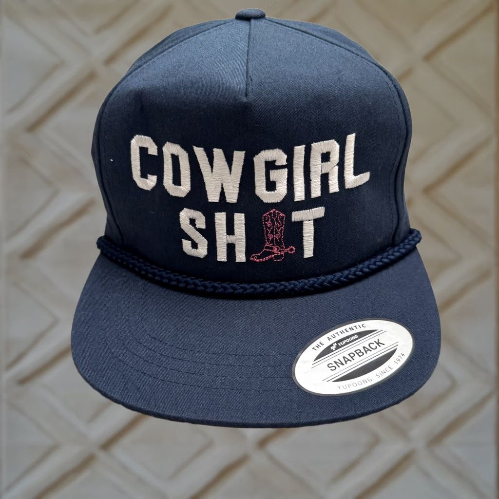 Vintage Yupoong Pancho's Surf Shop Cowgirl Sh*t Snapback Hat Navy Blue Cap Navy Blue Pismo Beach Size ONE SIZE - 1 Thumbnail