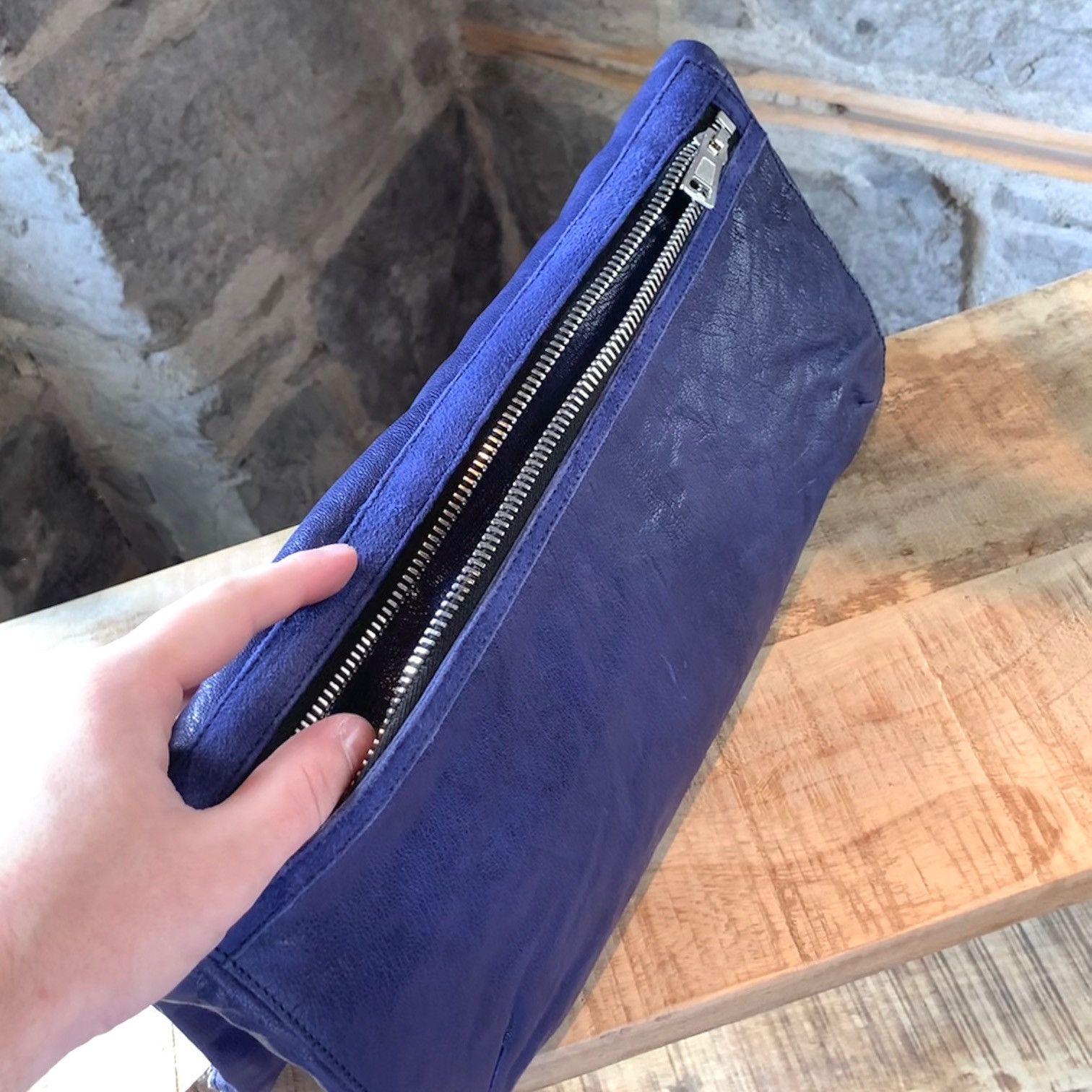 Alexander Wang Alexander Wang Dark Blue Fold Over Leather and Suede Clutch Size ONE SIZE - 5 Thumbnail