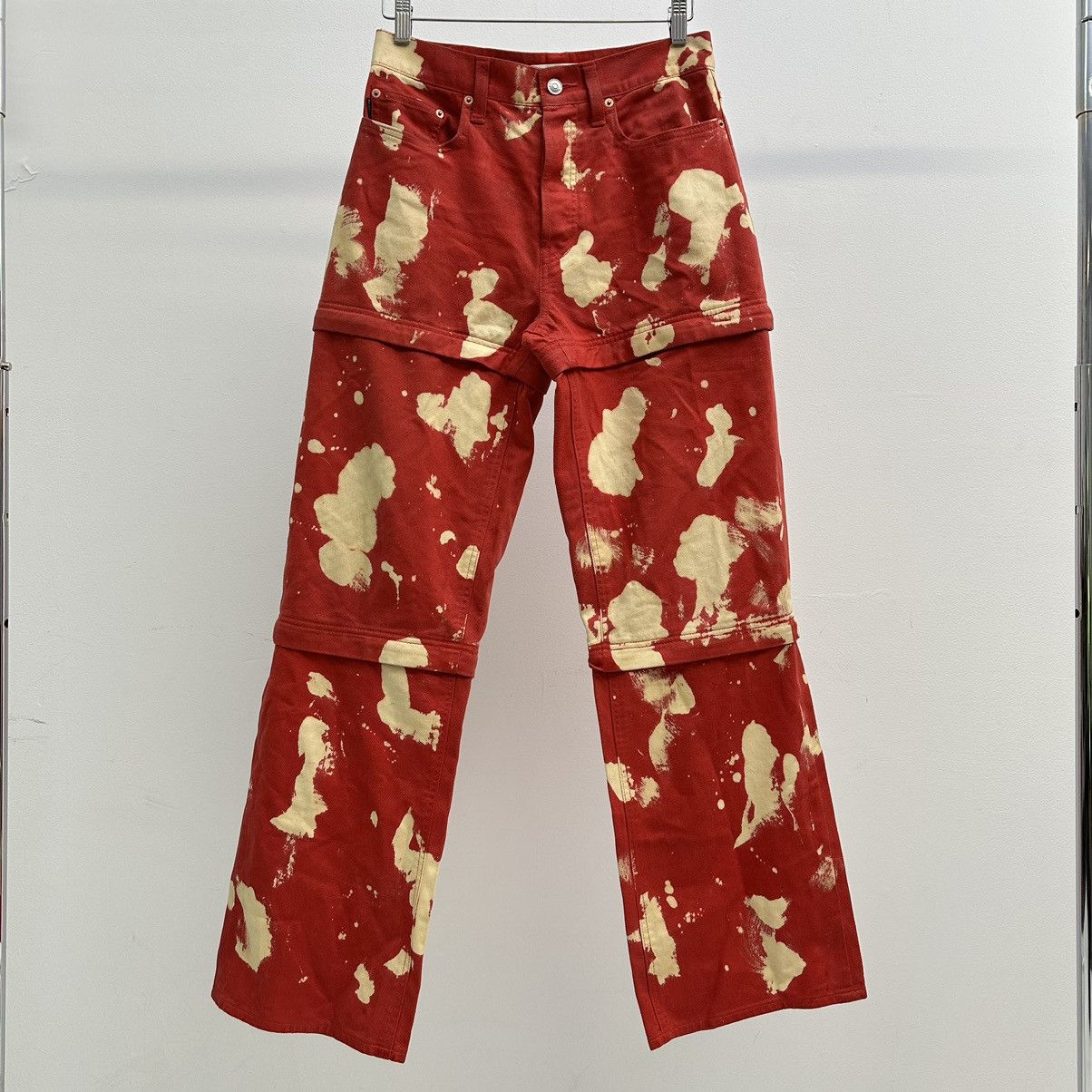 image of Balenciaga Convertible Paint Splatter Denim in Red, Men's (Size 30)