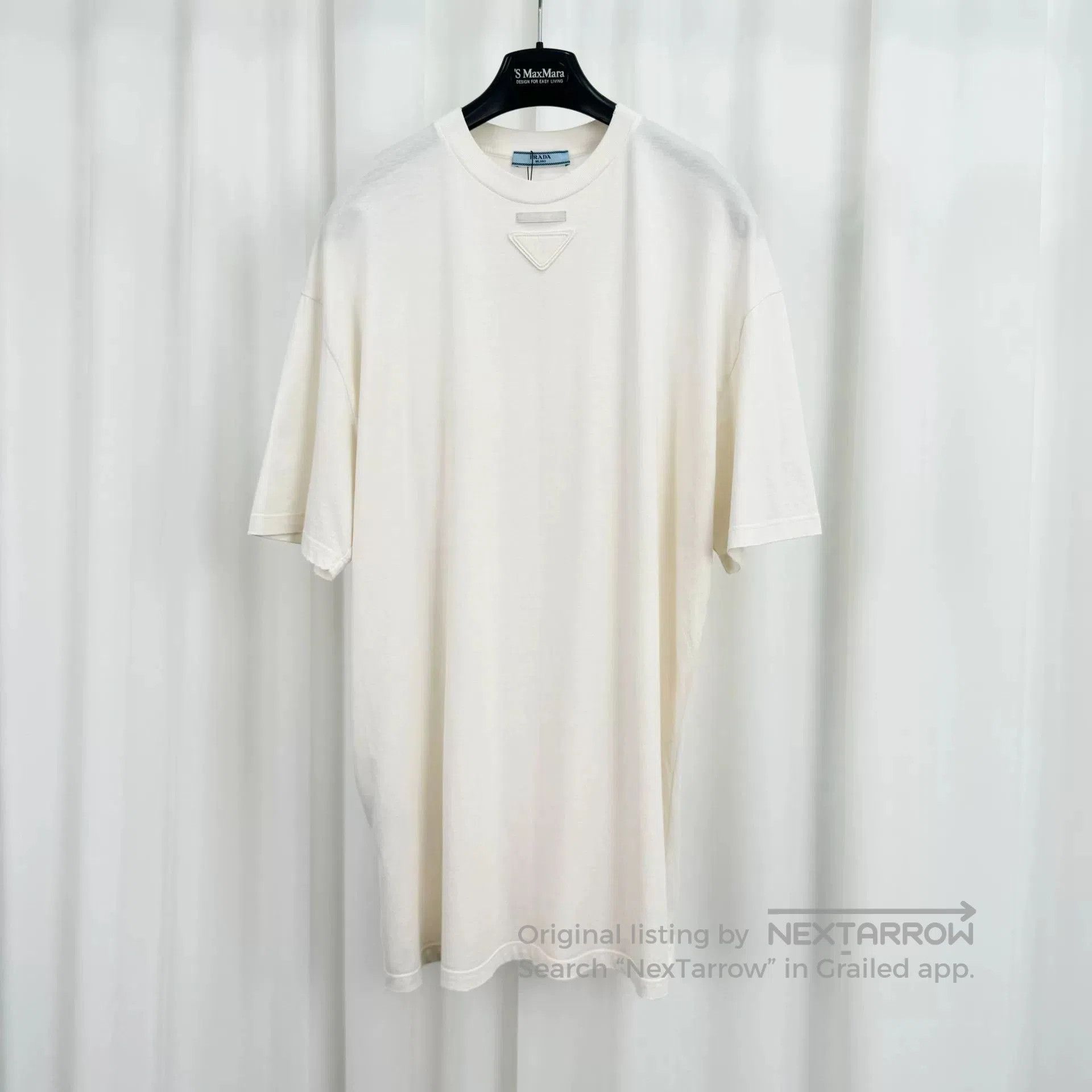 Prada Prada White Distressed Neck Triangle Logo Shirt. Size XS / US 0-2 / IT 36-38 - 1 Thumbnail