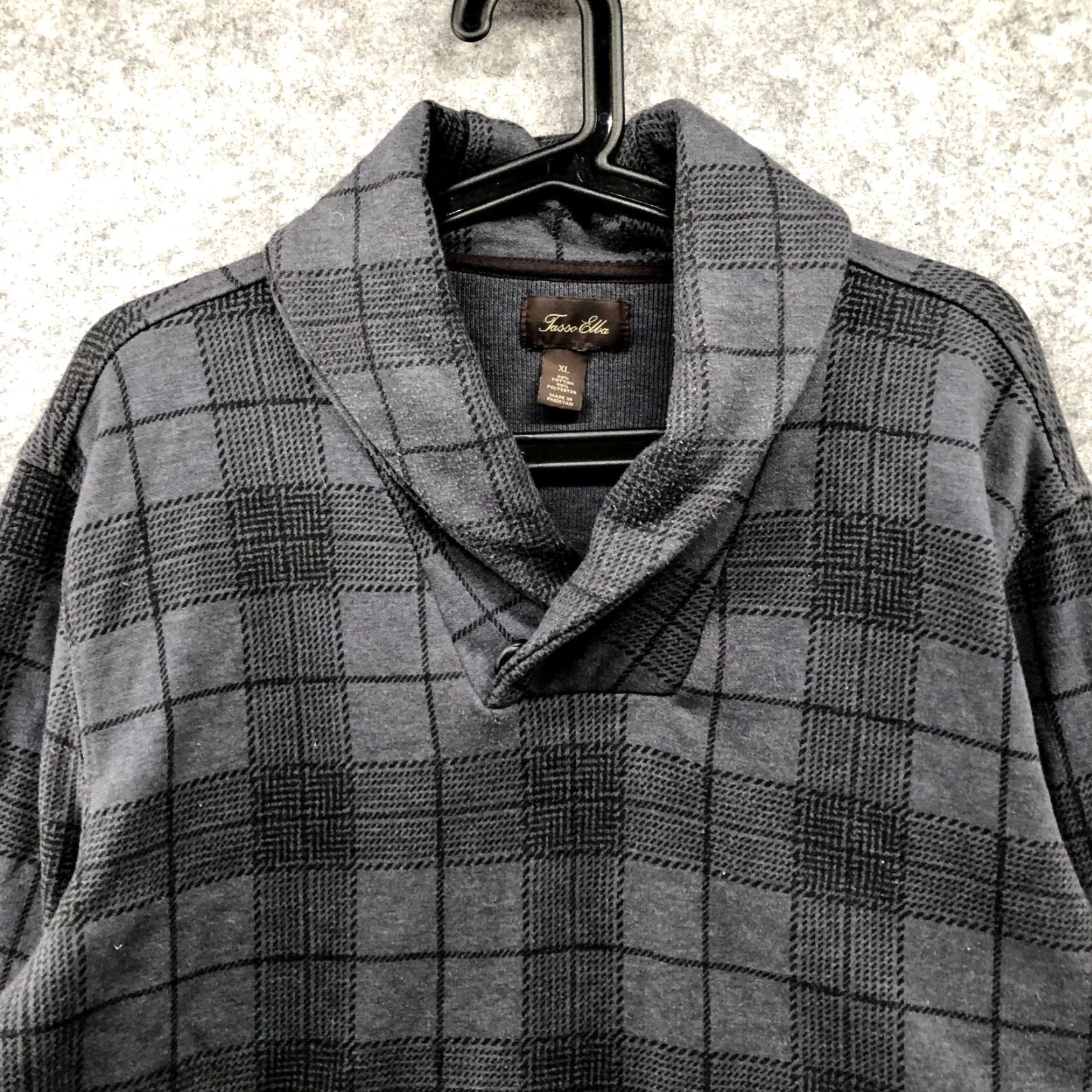 Tasso Elba VINTAGE Tasso Elba Mens Sweater Pullover XL Gray Plaid Fall Winter Cotton Blend Long Sleeve Collared Knit Casual Size US XL / EU 56 / 4 - 3 Thumbnail
