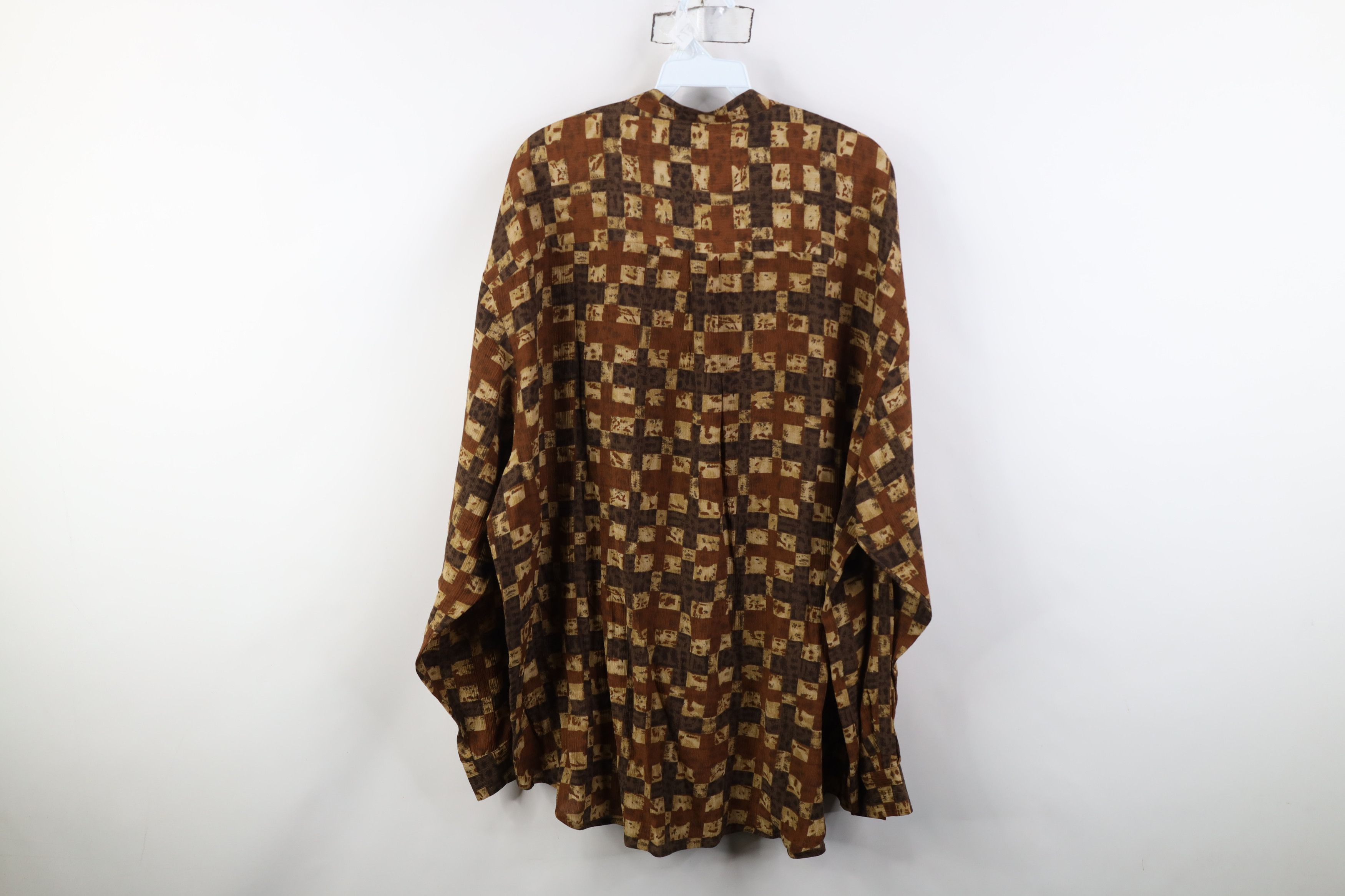 Vintage Vintage 90s Streetwear Checkered Band Collar Button Shirt Size US L / EU 52-54 / 3 - 7 Thumbnail