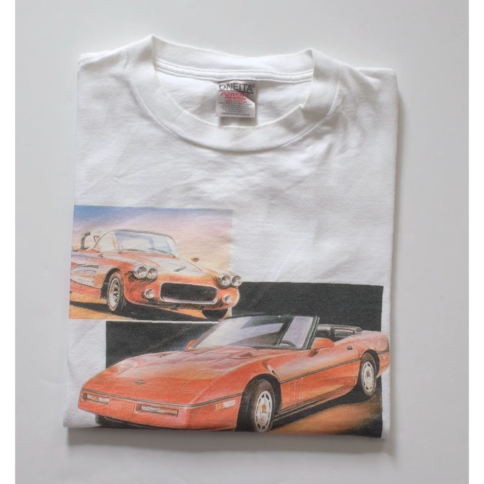 Vintage VINTAGE ONEITA CEVROLETE CORVETTE T SHIRT 1996 GRAPHIC 90s MEN SZ L White Cotton Logo Short Sleeve Crew Neck Mens Size US L / EU 52-54 / 3 - 6 Thumbnail