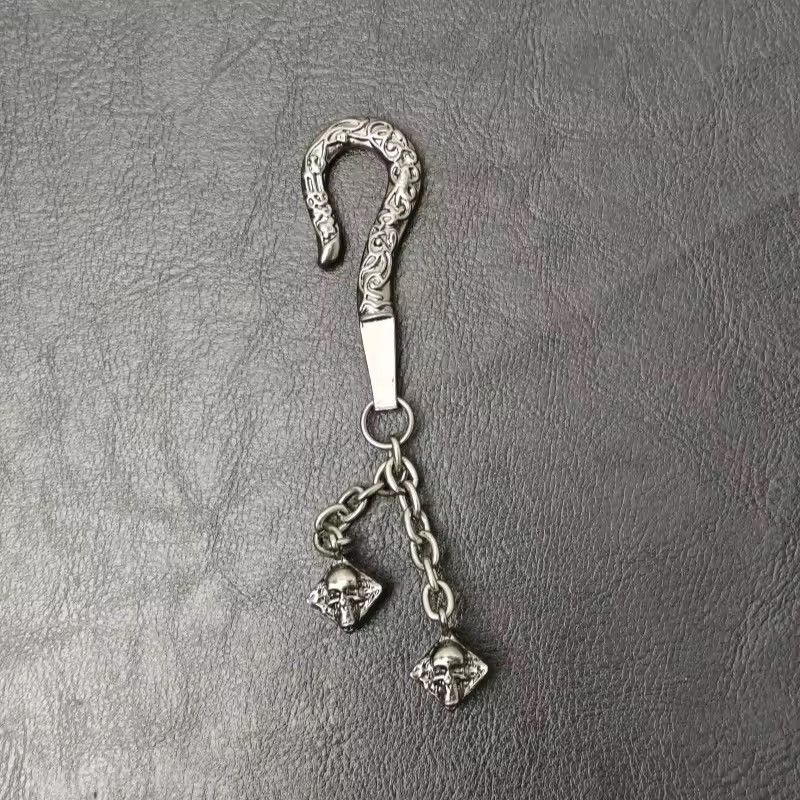 Vintage Retro Skull Dice Black Gun Plated Metal Wallet Chain Size ONE SIZE - 13 Thumbnail