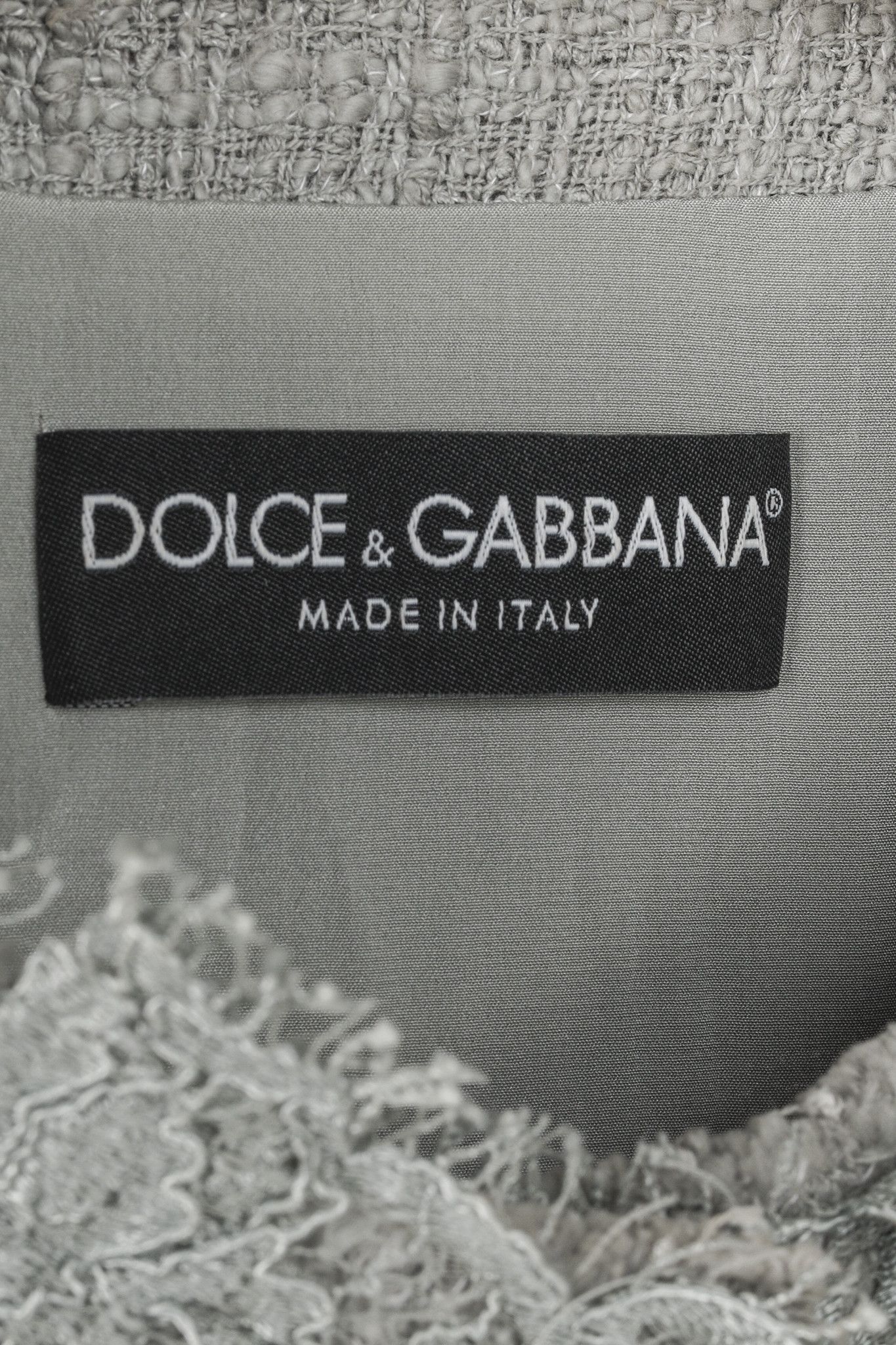 Dolce & Gabbana Dolce and Gabbana Grey Tweed Lace-Trim Suit Jacket Size M / US 6-8 / IT 42-44 - 4 Thumbnail