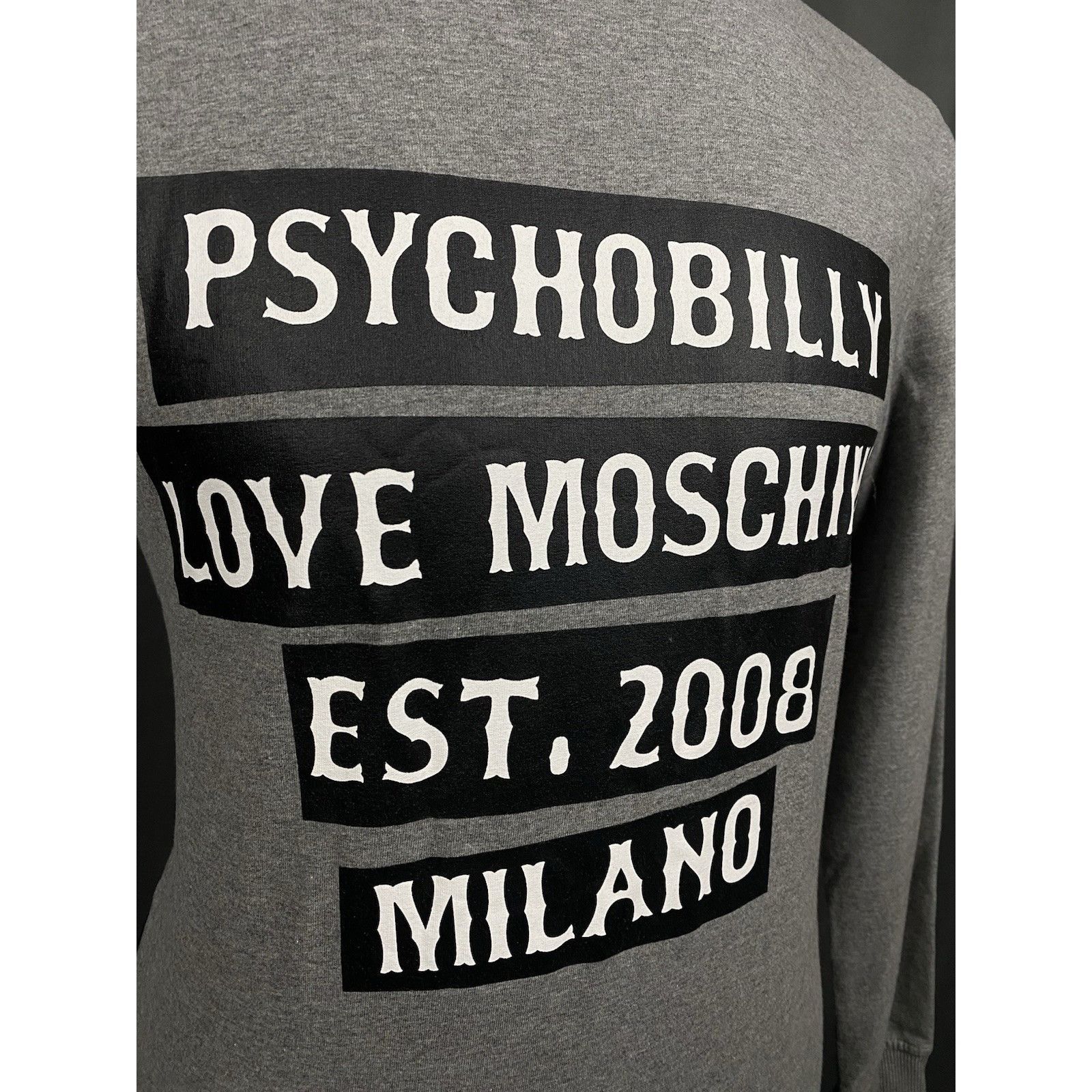 Moschino Moschino Psychobilly Big Logo Men's Gray Crewneck Sweater Si Size US M / EU 48-50 / 2 - 8 Thumbnail