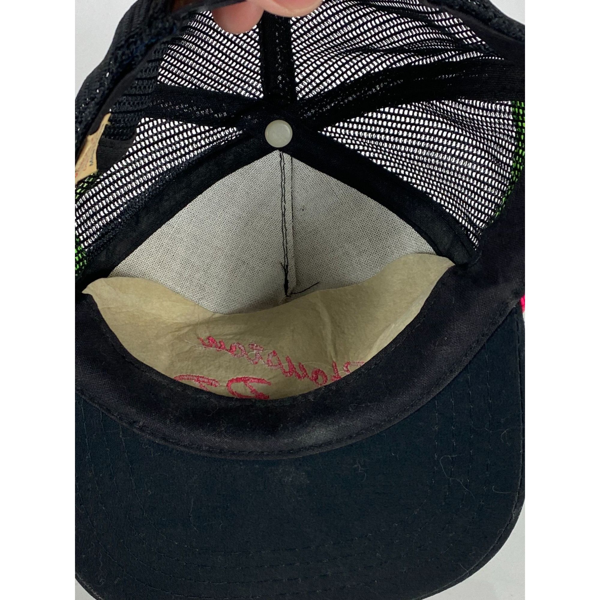 Other × Vintage Vintage Yupoong Houston PD Green & Pink Stripe Trucker Mesh Size ONE SIZE - 6 Thumbnail
