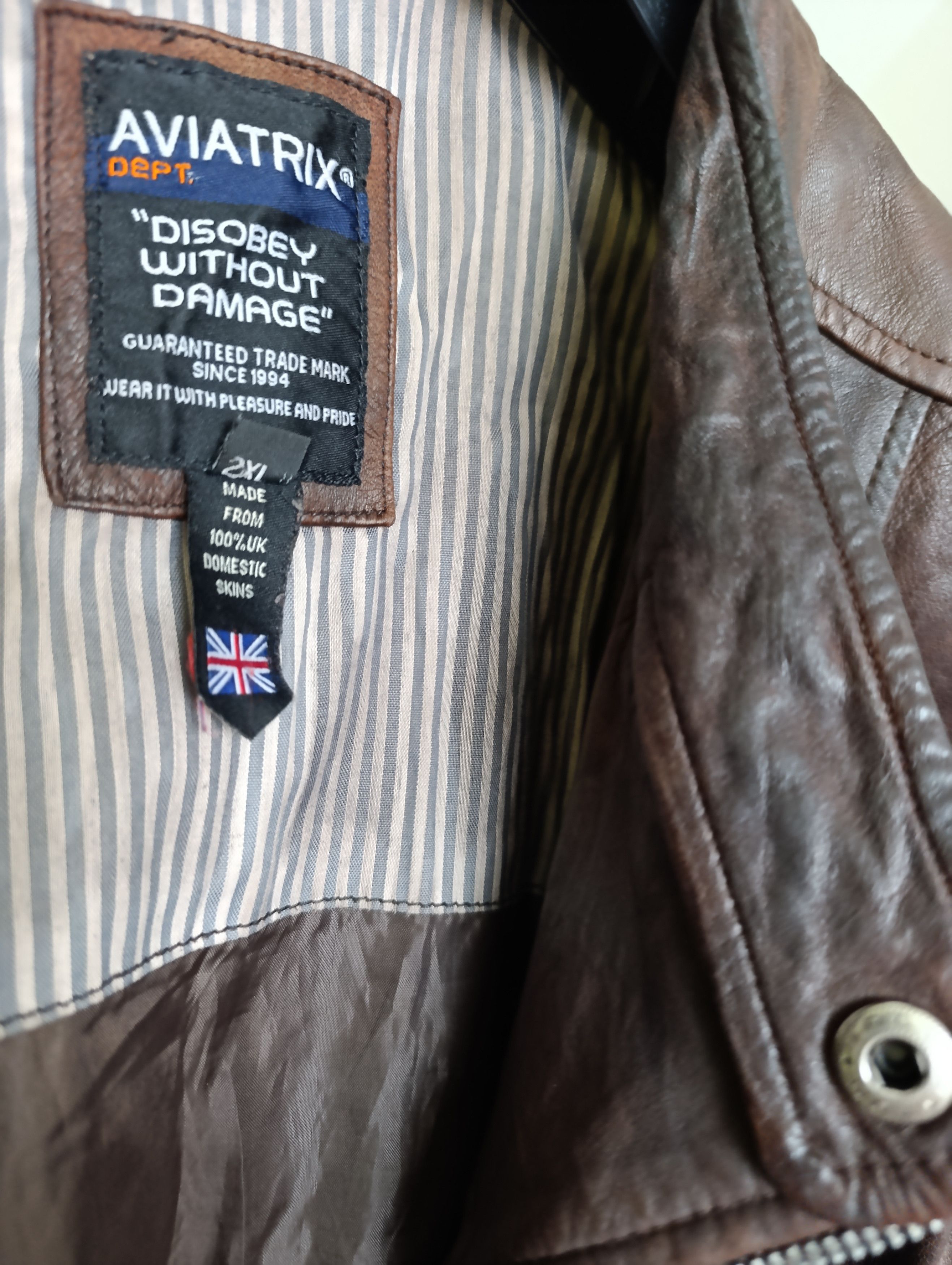 Vintage AVIATRIX WOMEN LEATHER BIKER JACKER Size XXL / US 16-18 / IT 52-54 - 19 Thumbnail