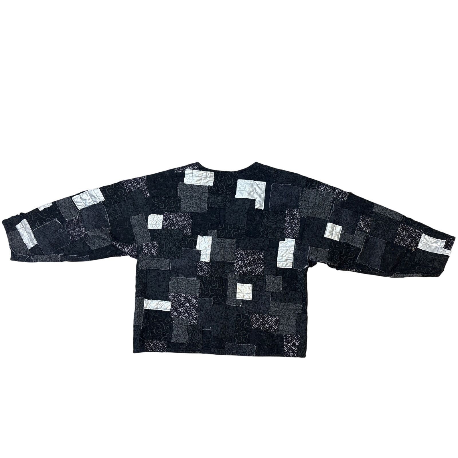 Handmade Vintage 90s handmade patchwork quilt sweatshirt open sweater Size M / US 6-8 / IT 42-44 - 4 Thumbnail