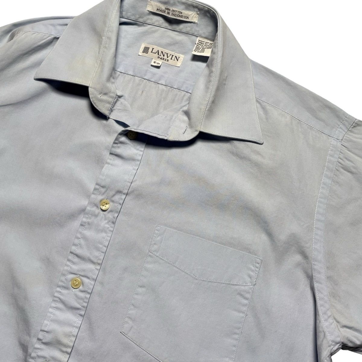 Lanvin Vintage Lanvin Paris Blue Button Up Shirt Dress Casual Flaws Size US M / EU 48-50 / 2 - 4 Thumbnail