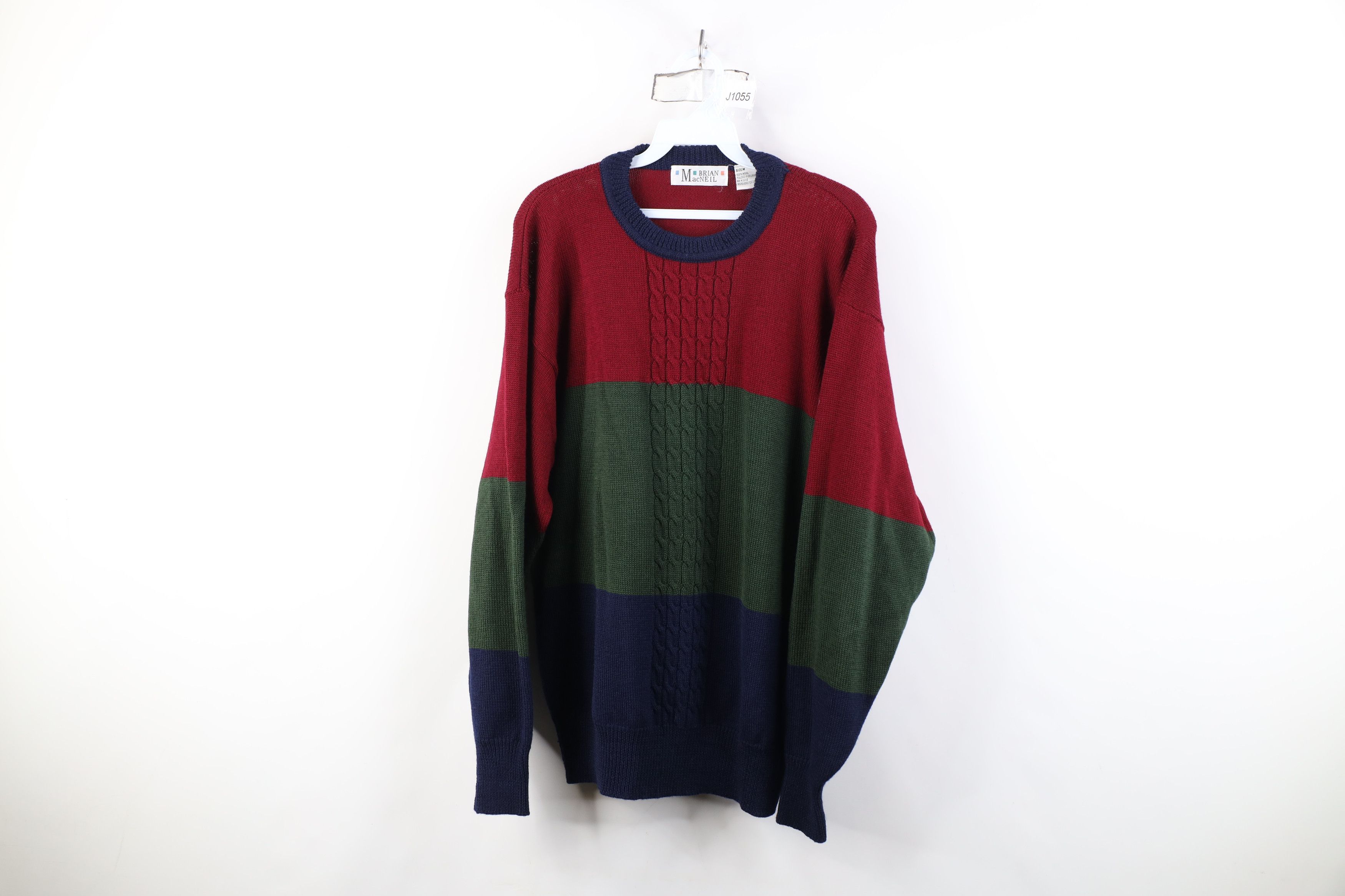 Vintage Vintage 90s Streetwear Wool Cable Knit Crewneck Sweater Size US M / EU 48-50 / 2 - 1 Thumbnail