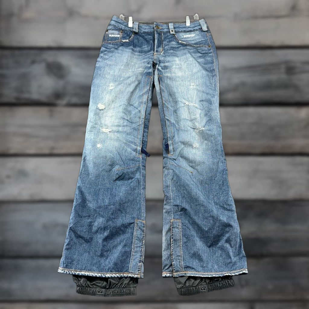 Burton VINTAGE Burton Jeans Snow Pants Women M Blue Insulated Goretex Ski 32in Inseam 5-Pocket Logo Regular Size 32" / US 10 / IT 46 - 1 Thumbnail