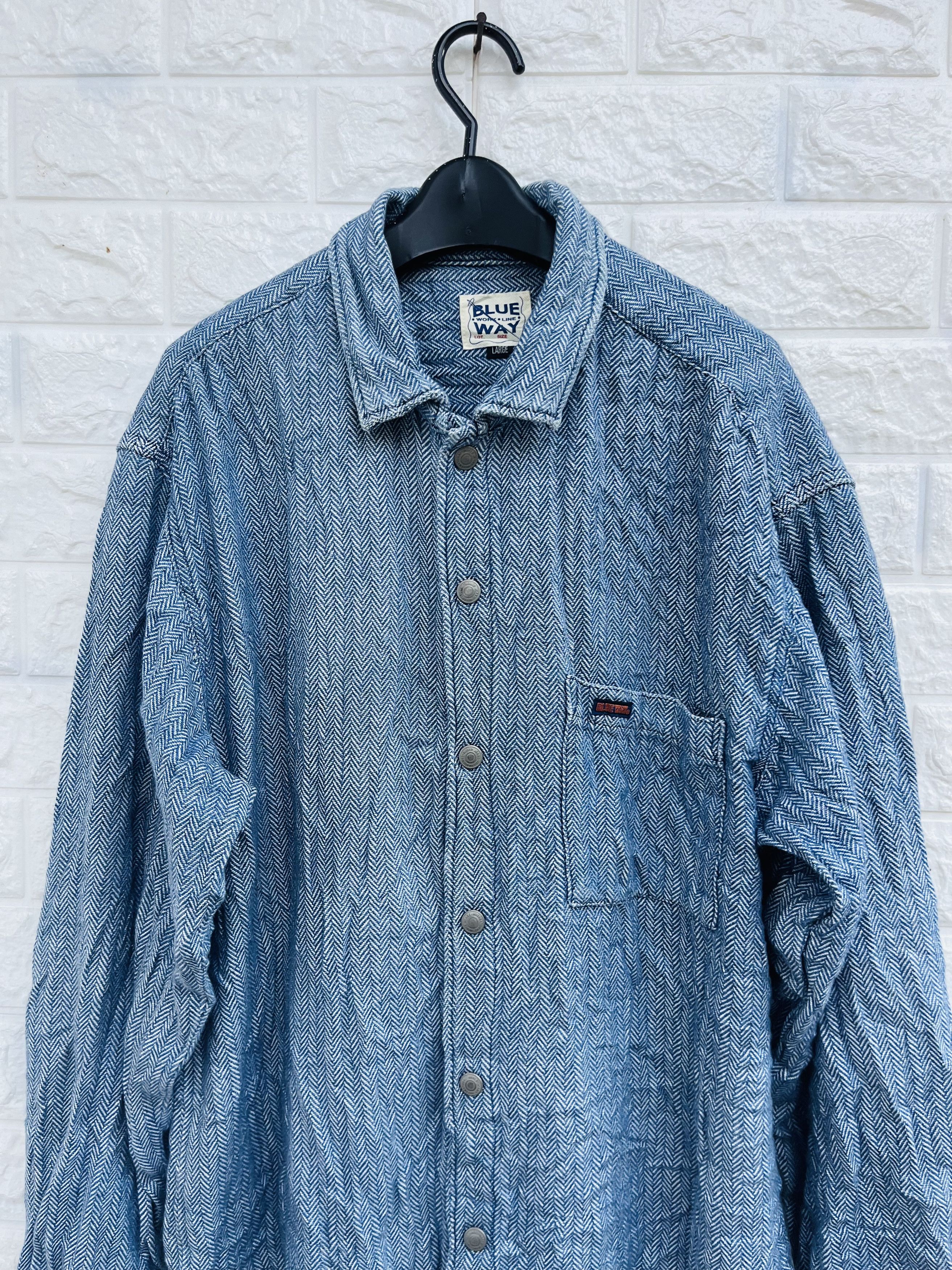 Japanese Brand × Vintage Vintage Blue Way Haringbone Japanese Designer Fashion Style Size US XL / EU 56 / 4 - 3 Thumbnail