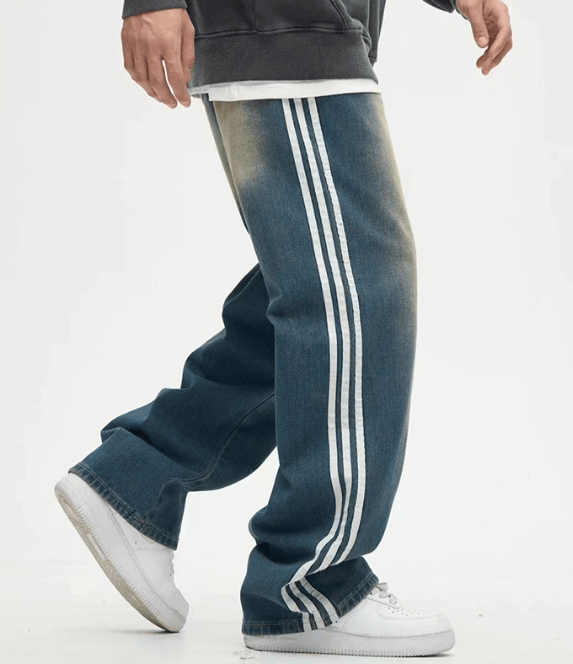 Japanese Brand × Jean Men's trendy high street striped distressed washed jeans Size US 34 / EU 50 - 4 Thumbnail