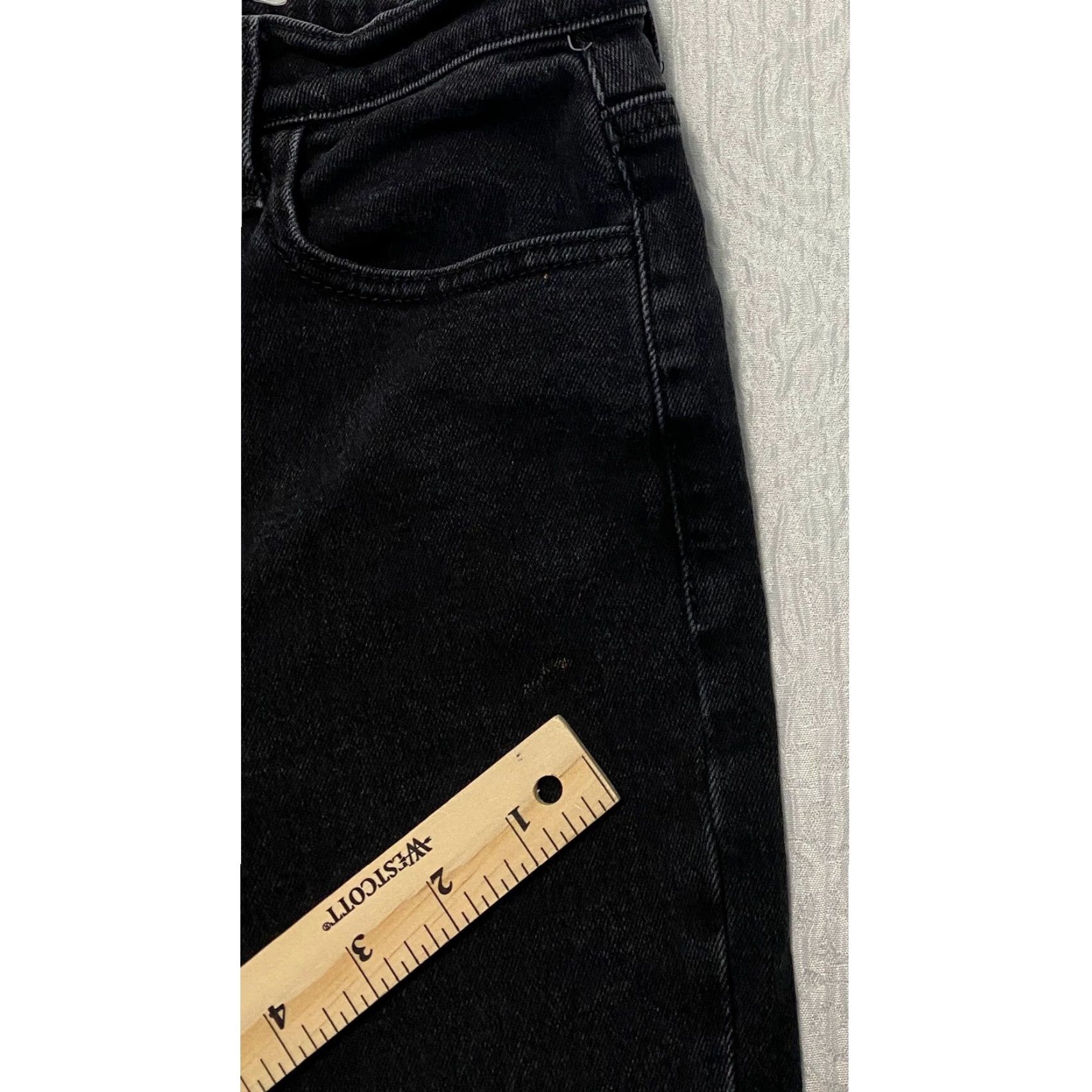 Vintage Vibrant Miu Black Wash Denim Jeans Womens High Rise Straight Leg Size 3 W25 Slim 5-Pocket Design Logo Glitter Denim Cotton Spandex Size 26" / US 2 / IT 38 - 3 Thumbnail