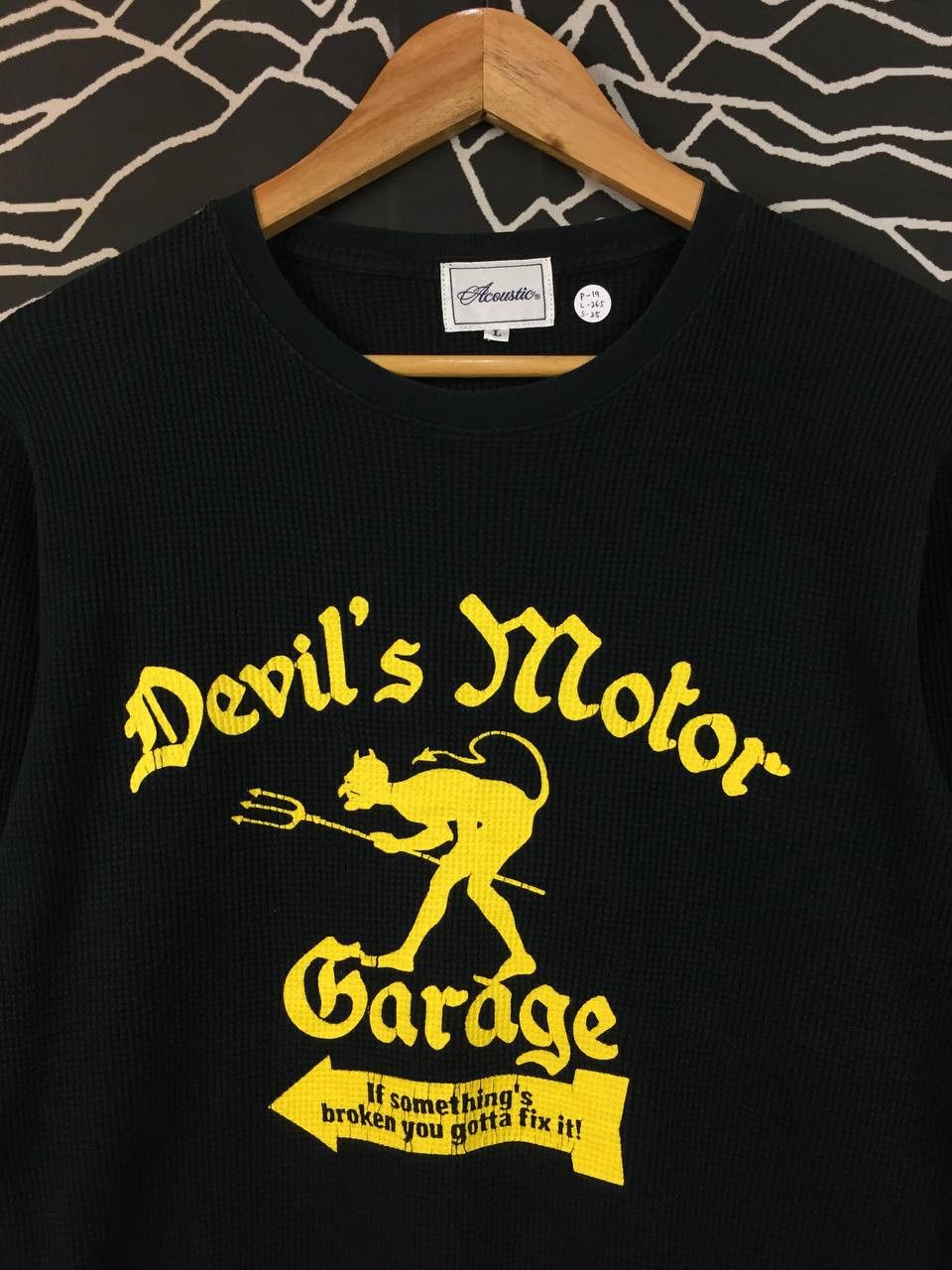 Japanese Brand Acoustic Japan Devil’s Motor Garage Waffle Knit Thermal Tee Size US M / EU 48-50 / 2 - 3 Thumbnail