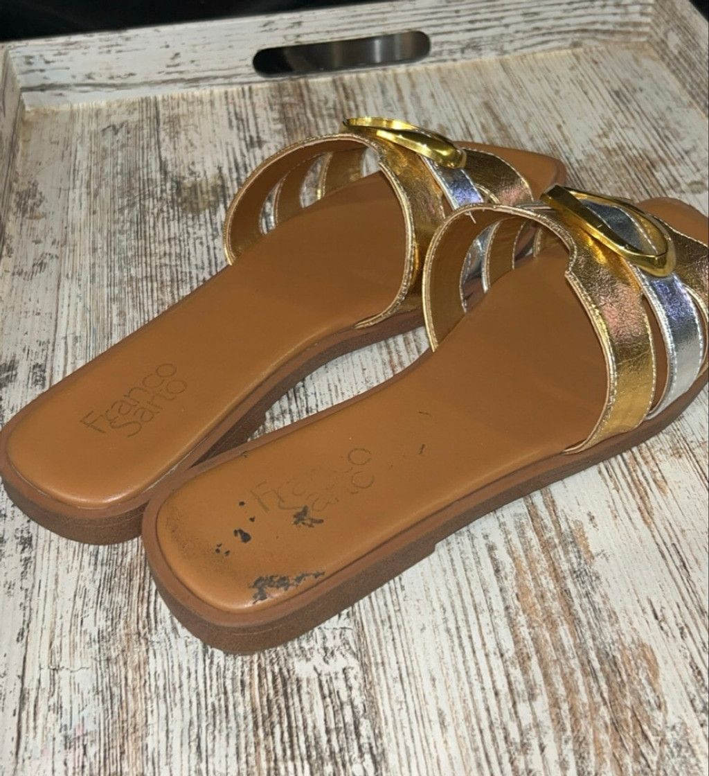 Franco Sarto Women's Franco Sarto Gold Silver Milada Flat Sandals Size 10 Size US 10 / IT 40 - 3 Thumbnail